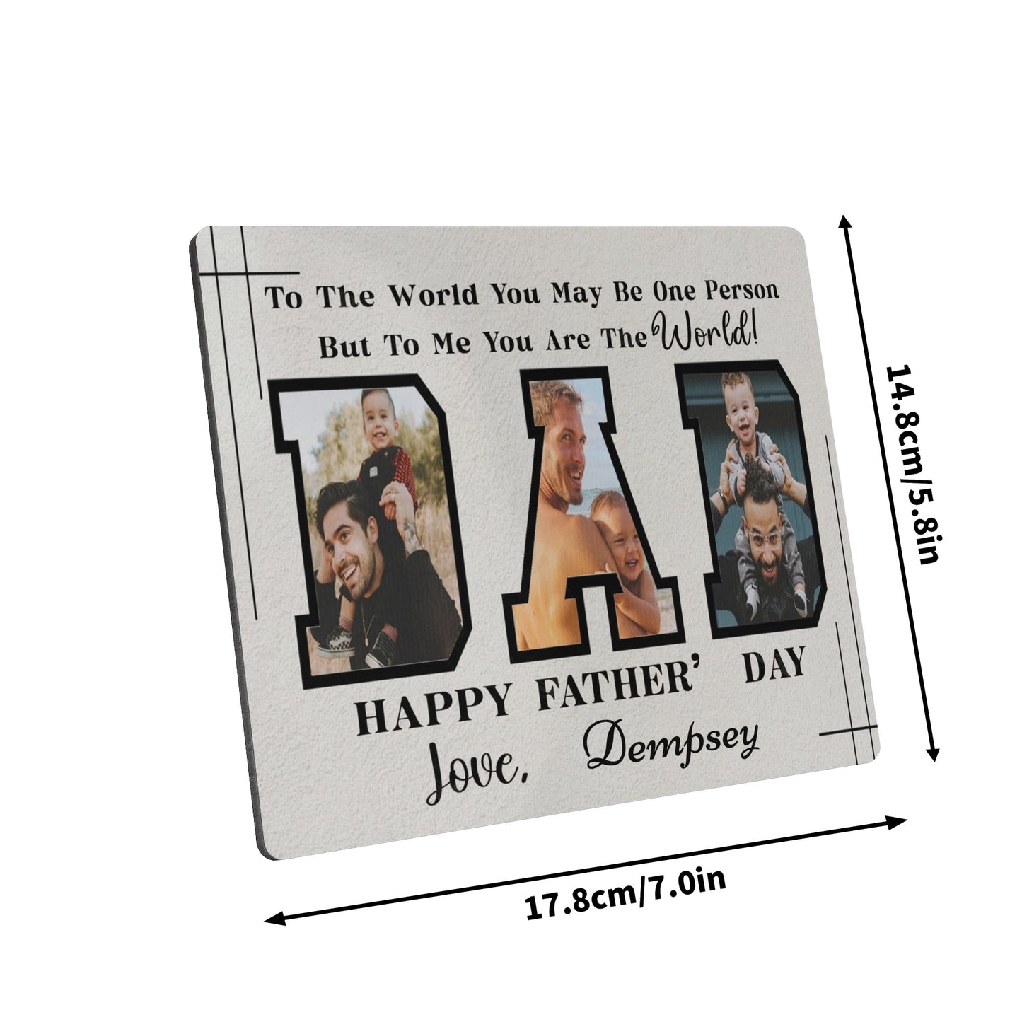 Dad You Are My World - Personalised Wooden Photo Frame