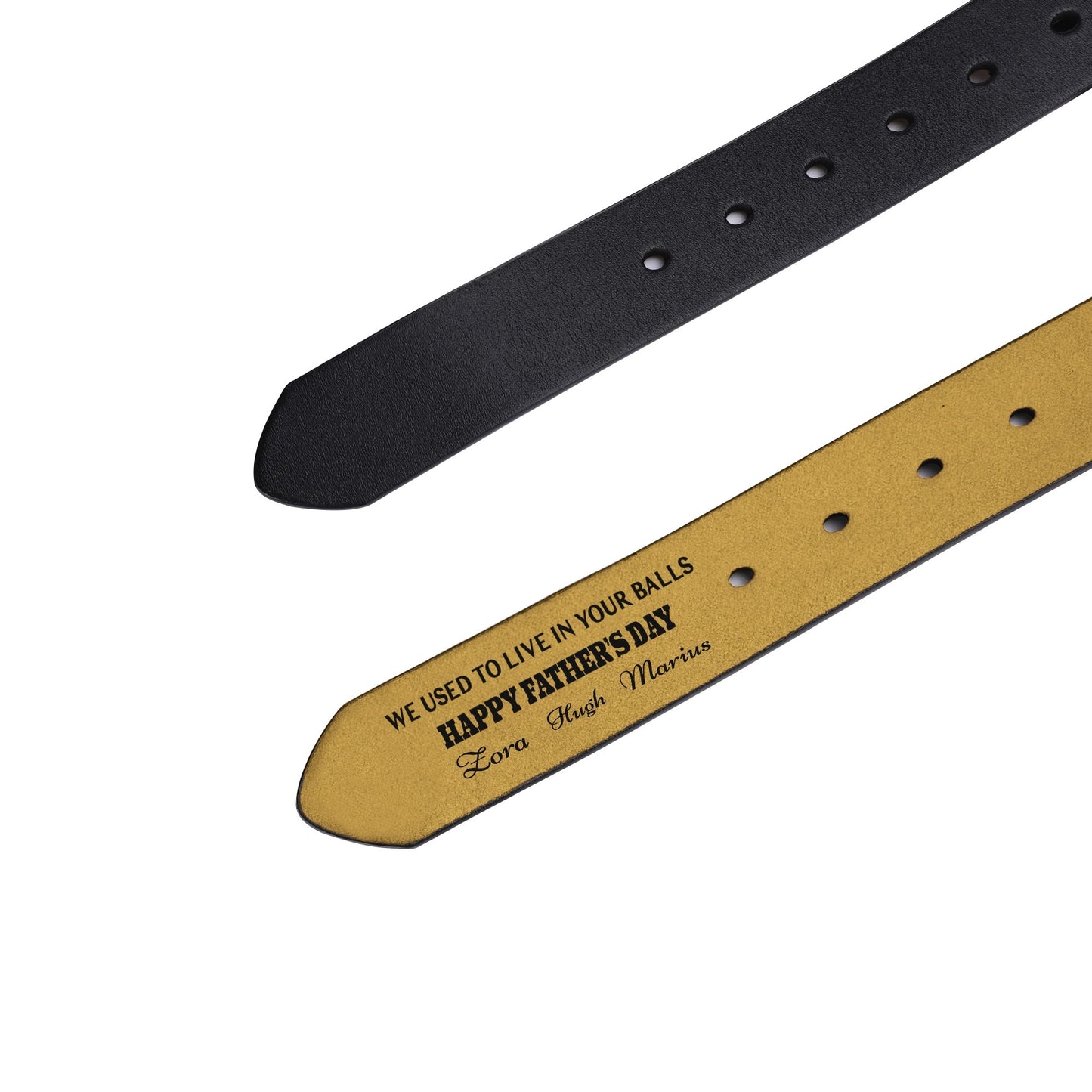 Father's Day - Black Leather Belt Funny Engraved Personalized Gift For Husband Boyfriend