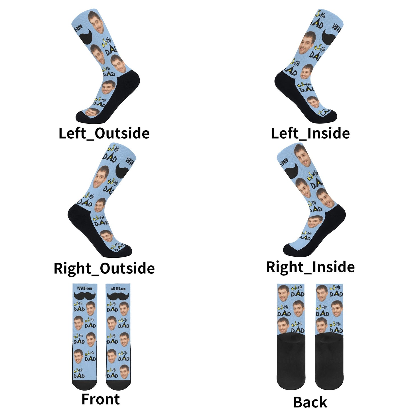 Super Dad Personalised Photo Crew Socks