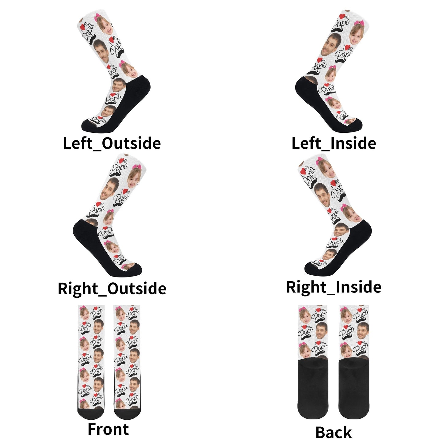 I Love Papa - Personalised Photos Crew Socks