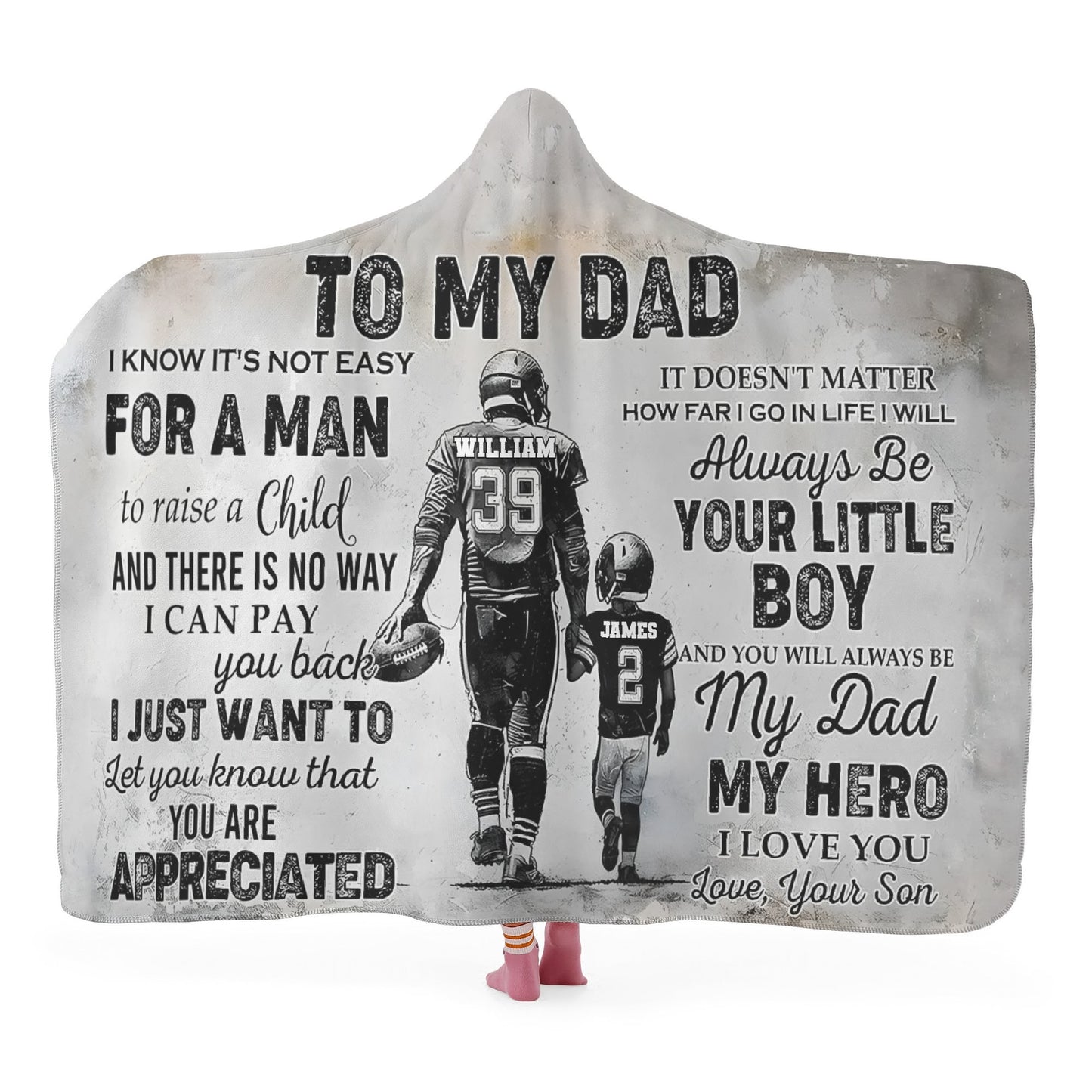 Gift to Father - Personalized Wearable Hooded Blanket