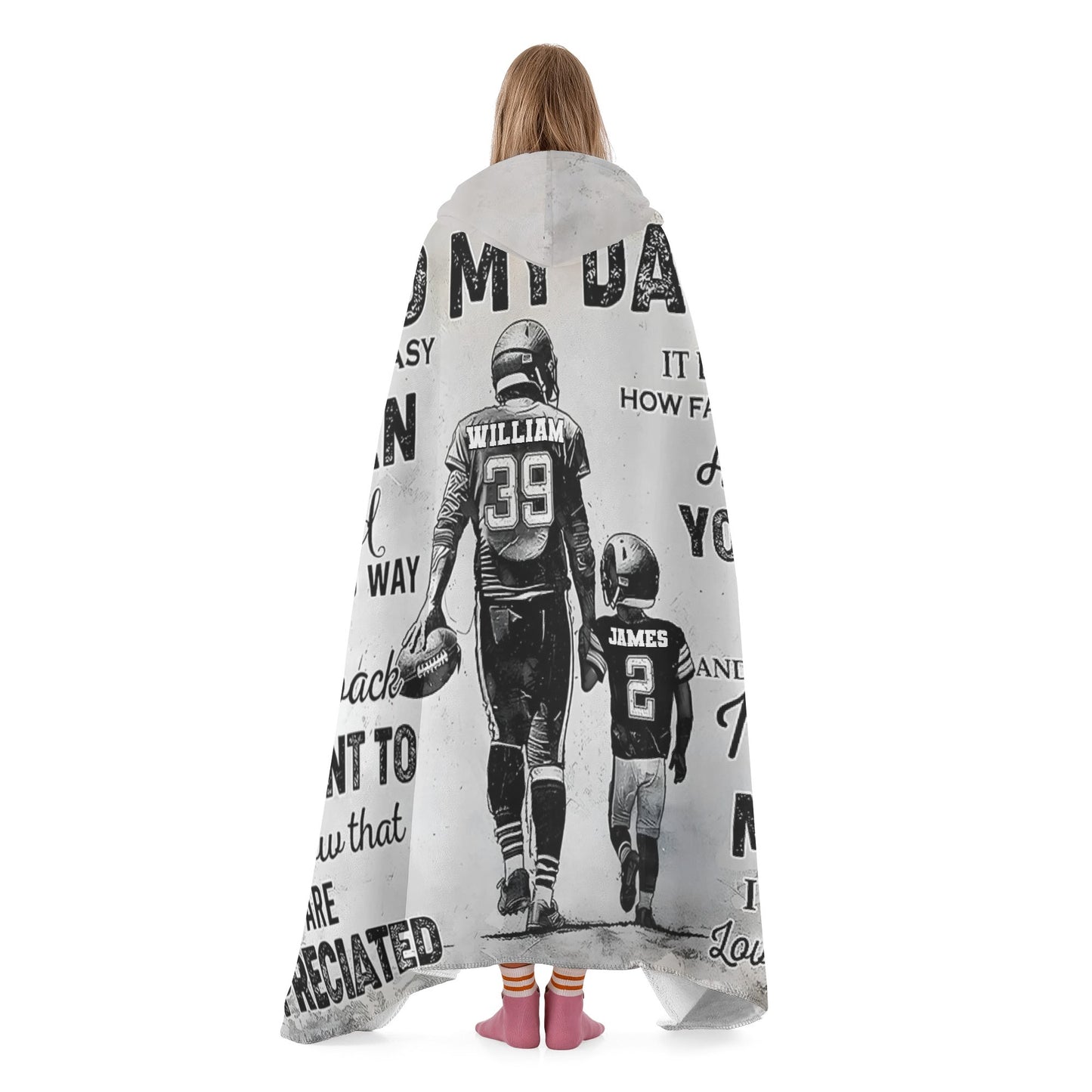 Gift to Father - Personalized Wearable Hooded Blanket