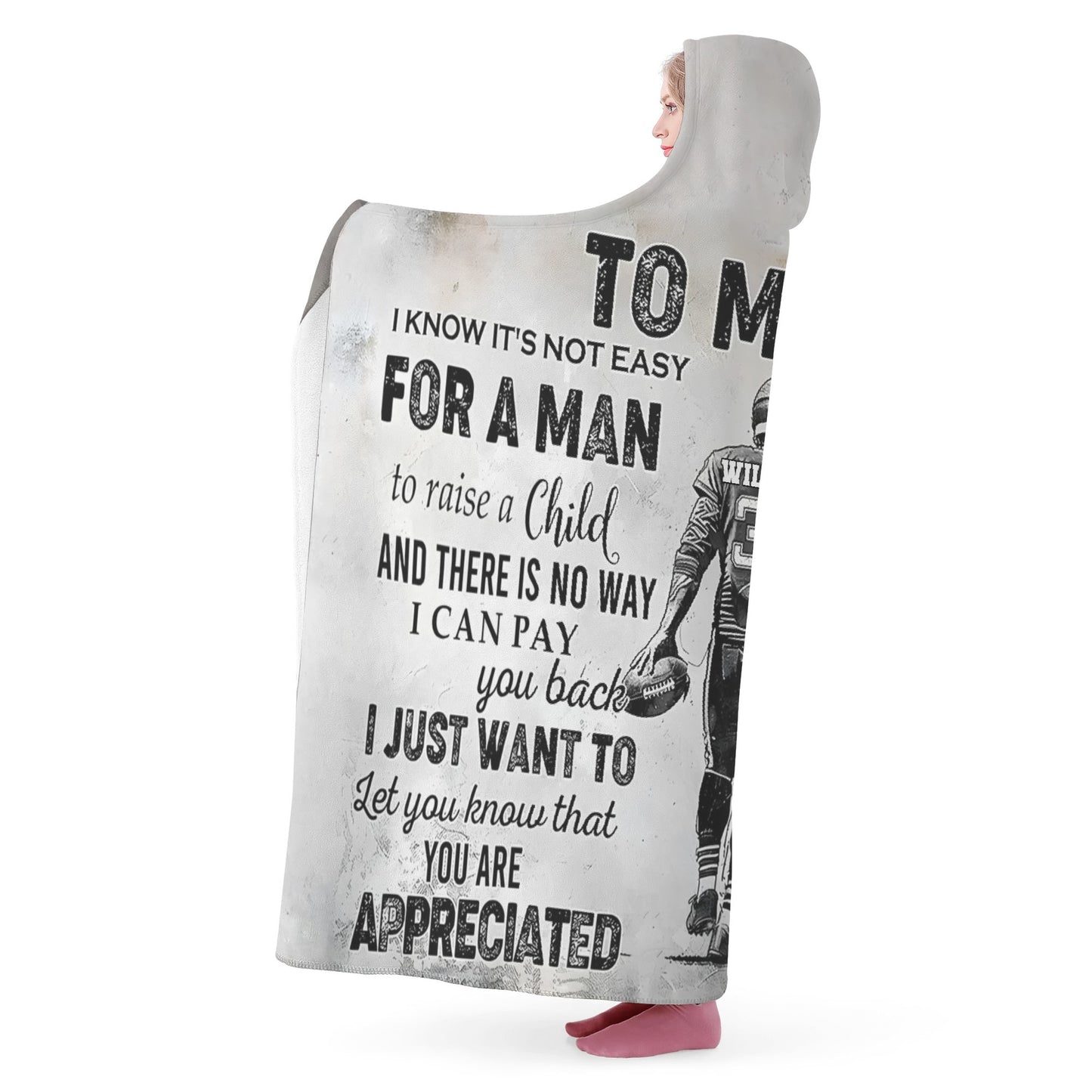 Gift to Father - Personalized Wearable Hooded Blanket
