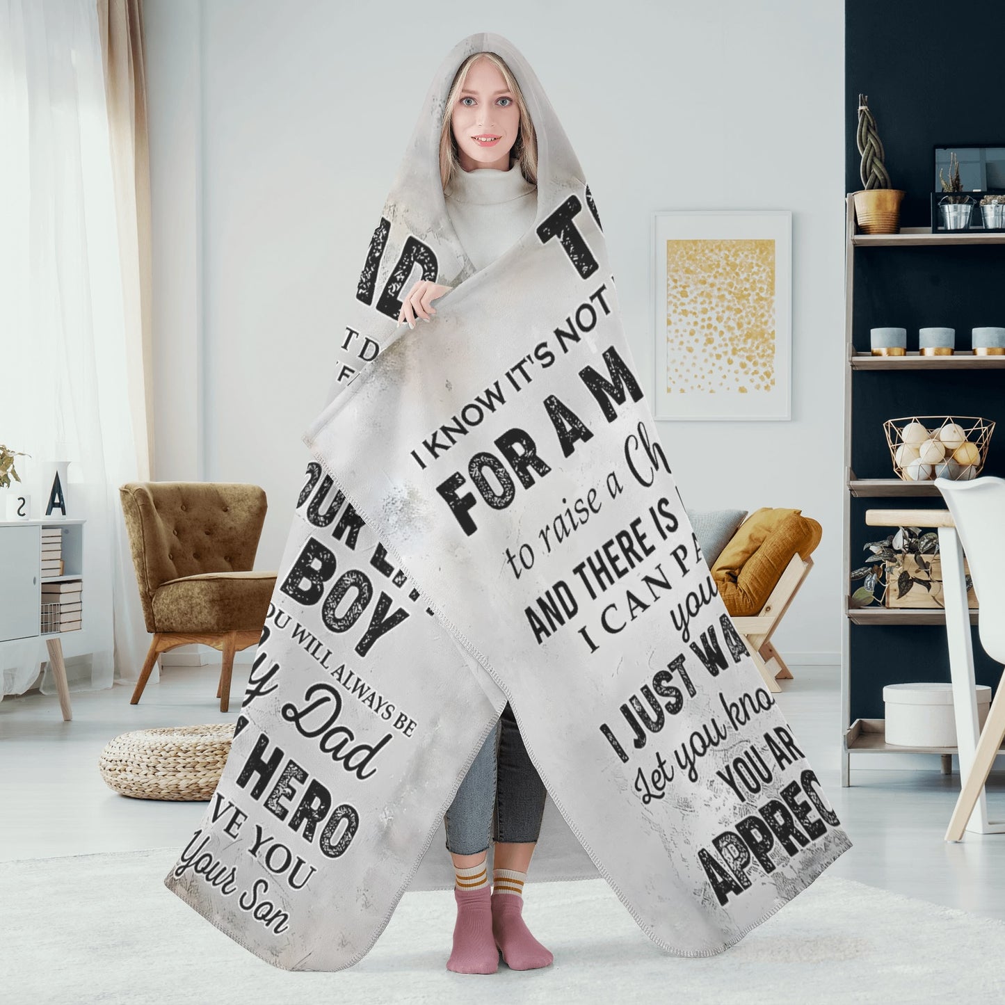 Gift to Father - Personalized Wearable Hooded Blanket