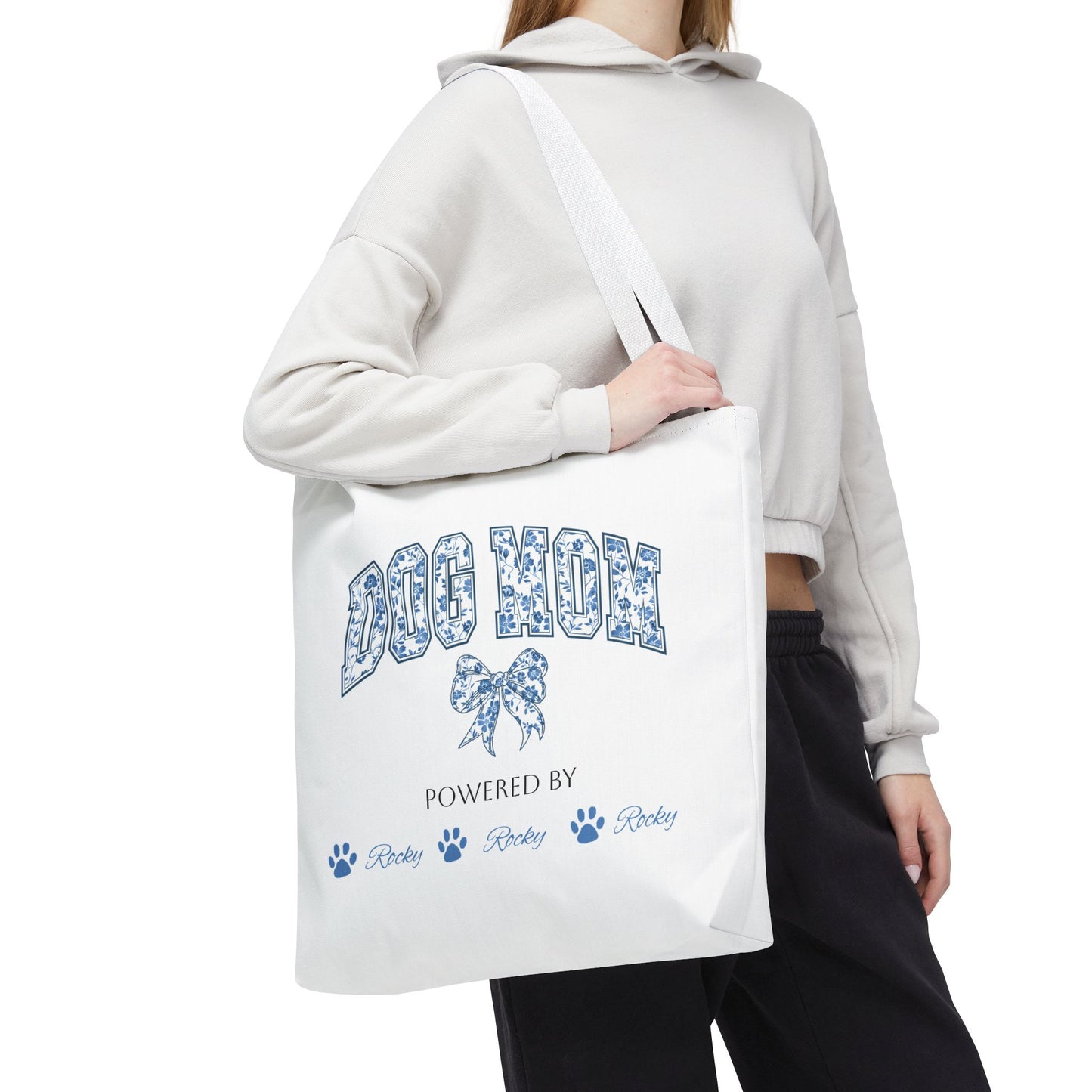 Personalised Dog Mom Powered by Dogs Tote Bag (Max 6 Dog Names) - furevermama