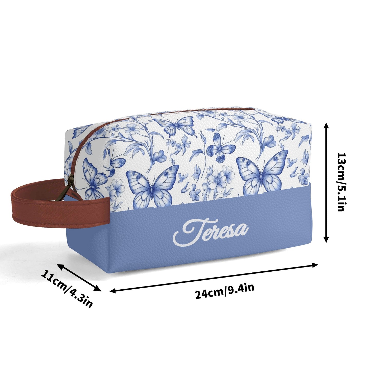 Customized Name Blue Butterfly Makeup Organizer
