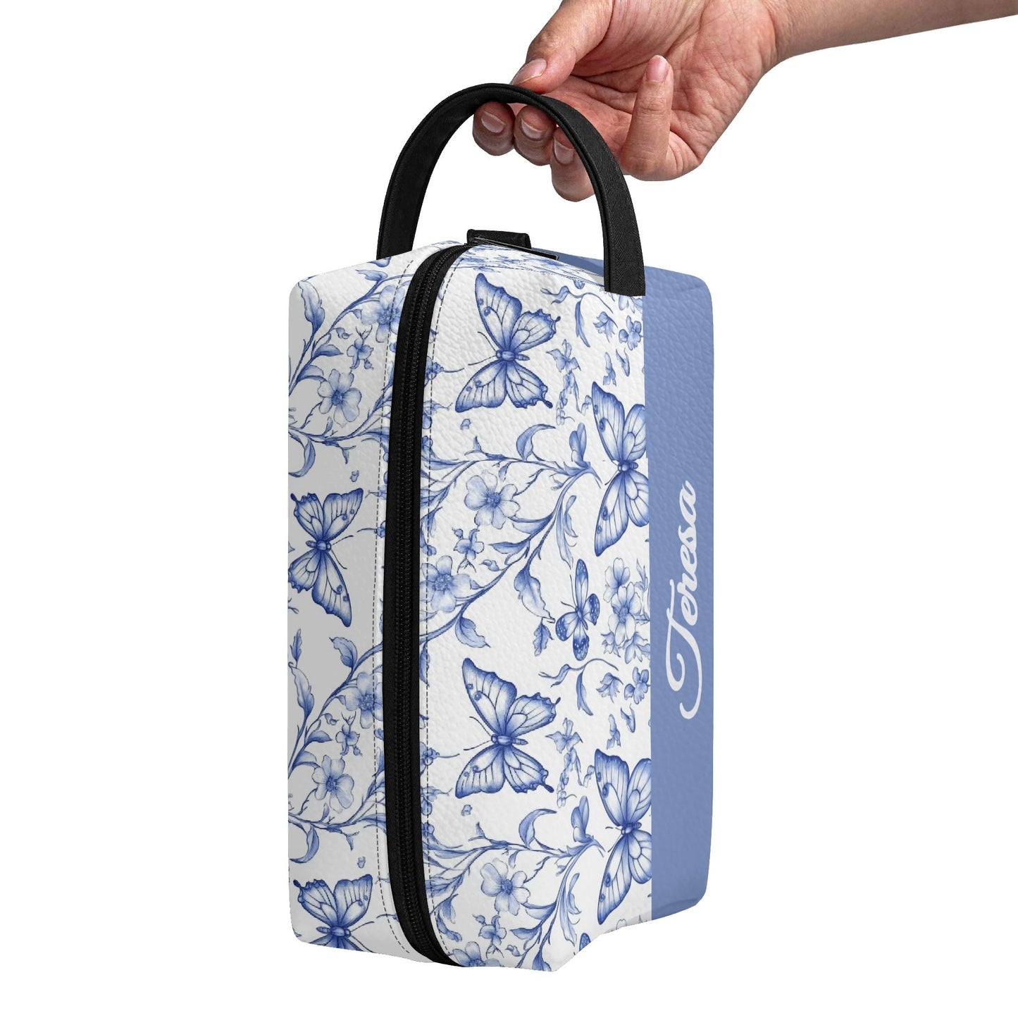Customized Name Blue Butterfly Makeup Organizer