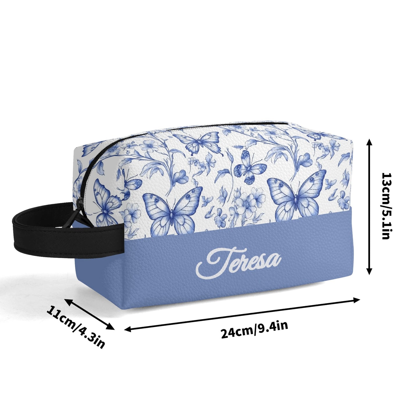 Customized Name Blue Butterfly Makeup Organizer