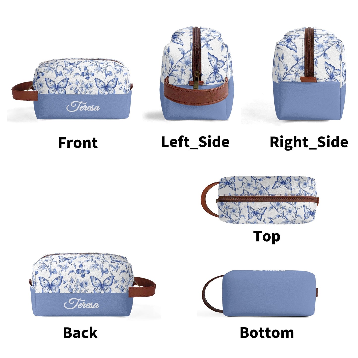 Customized Name Blue Butterfly Makeup Organizer