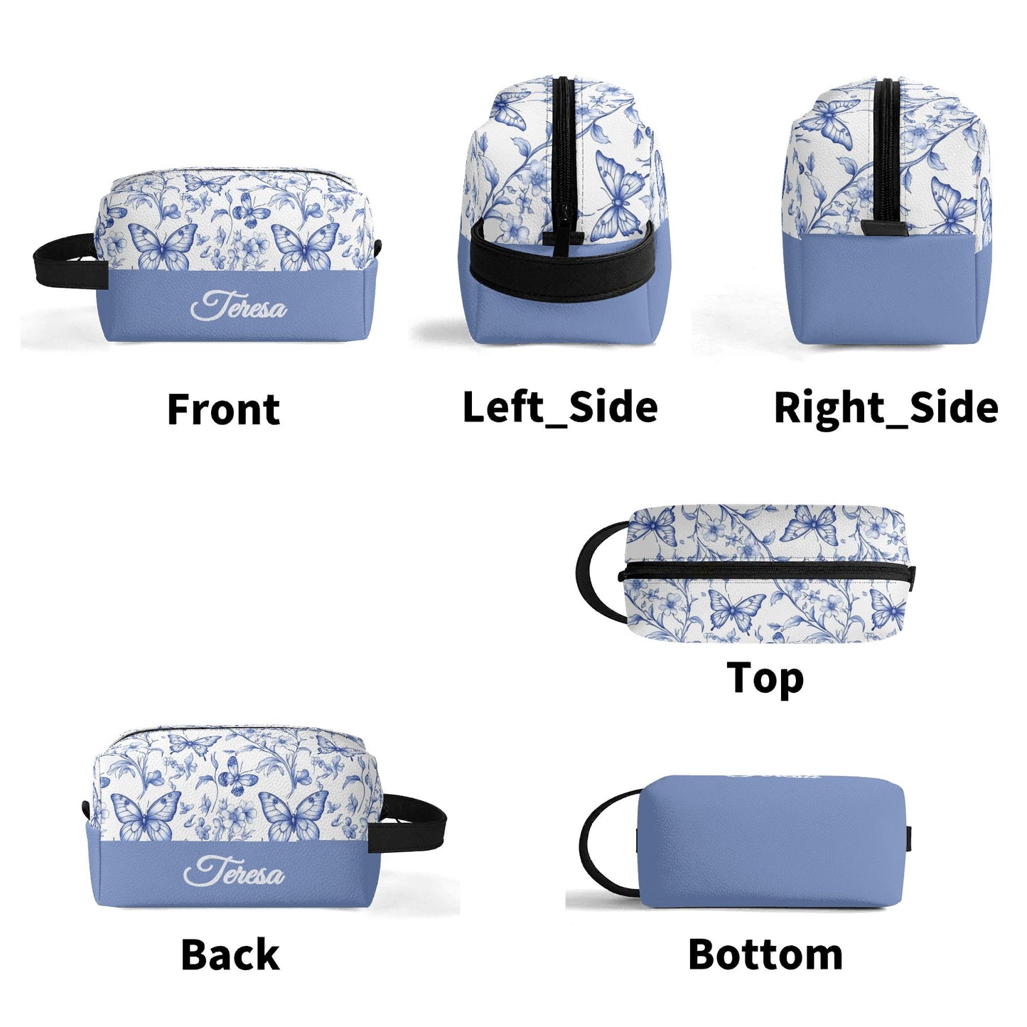 Customized Name Blue Butterfly Makeup Organizer