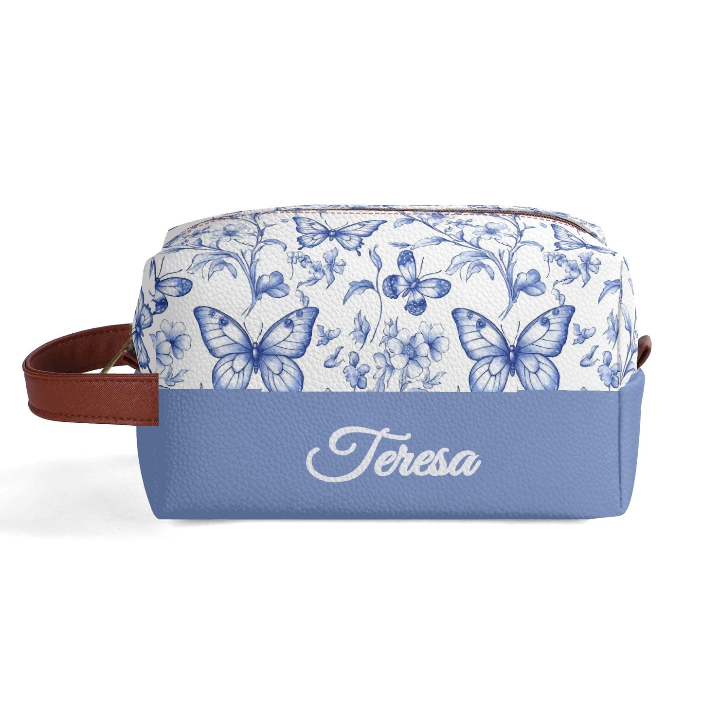 Customized Name Blue Butterfly Makeup Organizer