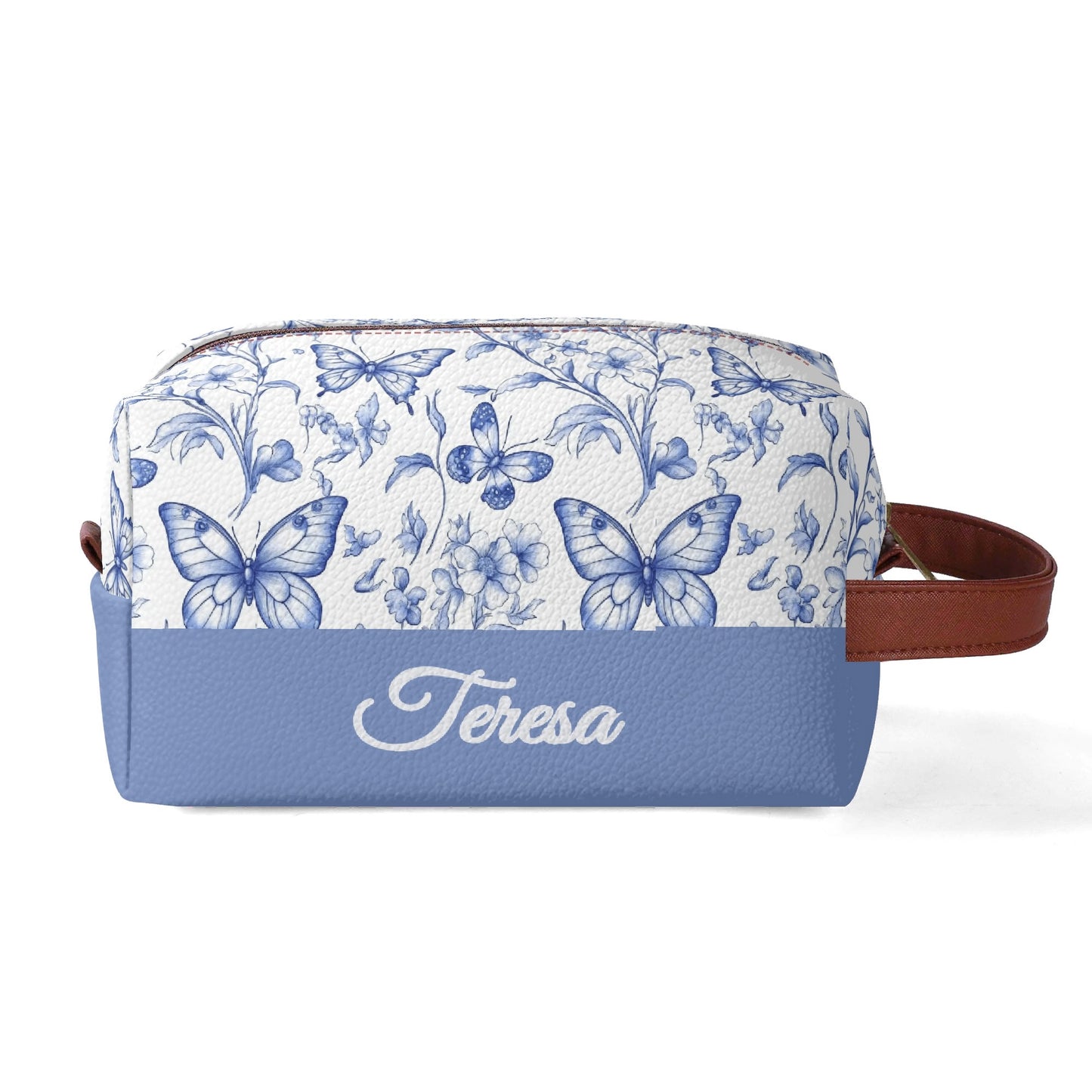 Customized Name Blue Butterfly Makeup Organizer