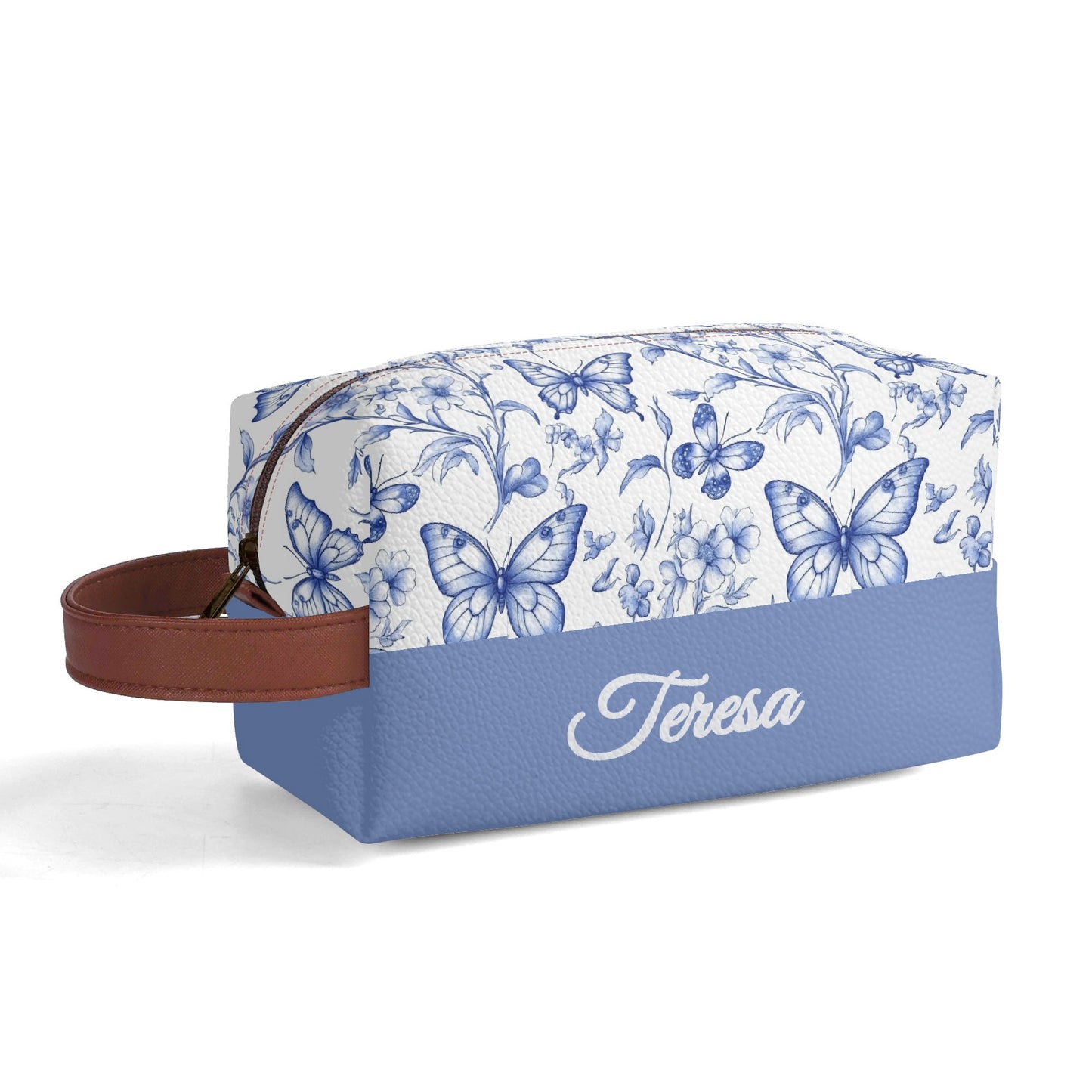 Customized Name Blue Butterfly Makeup Organizer