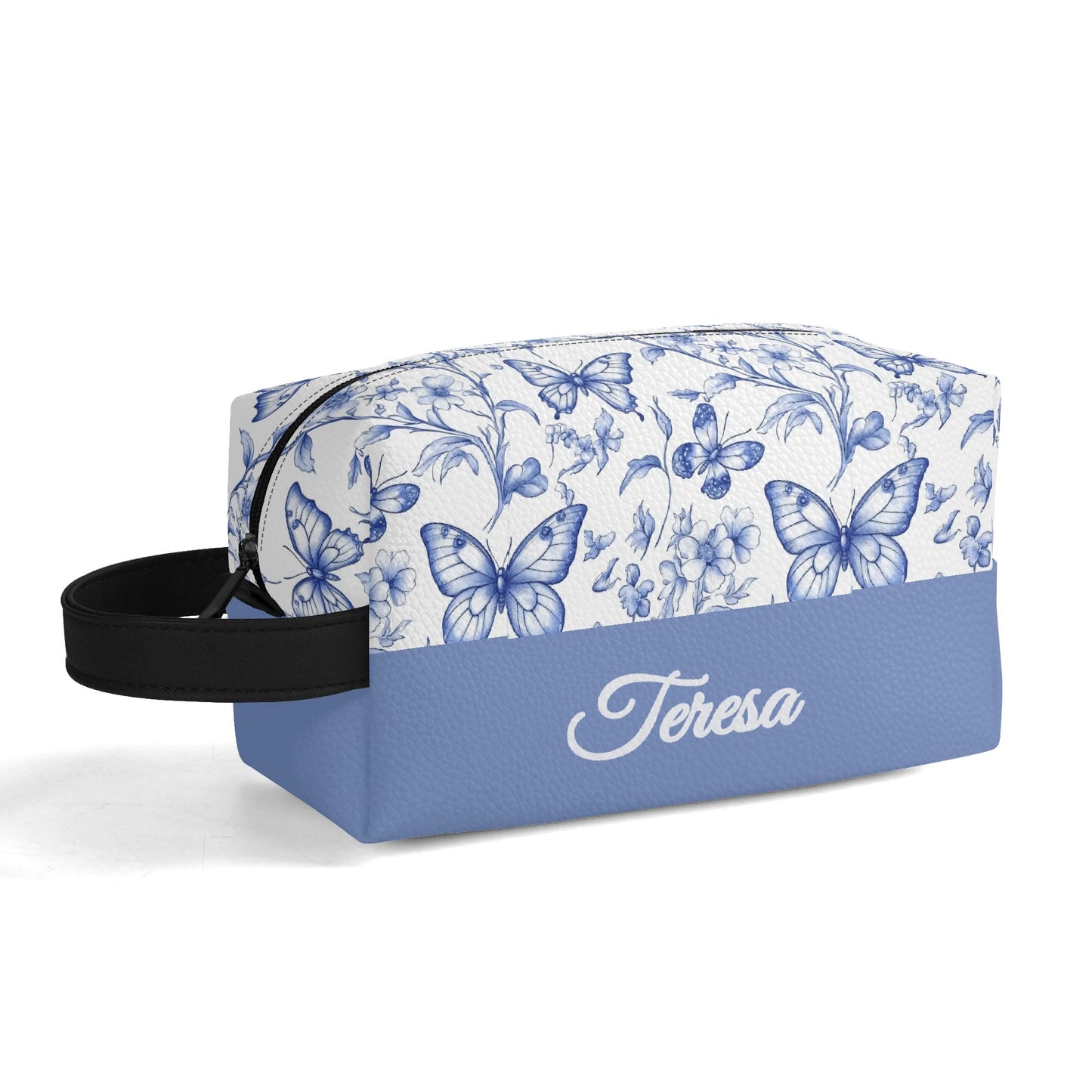 Customized Name Blue Butterfly Makeup Organizer