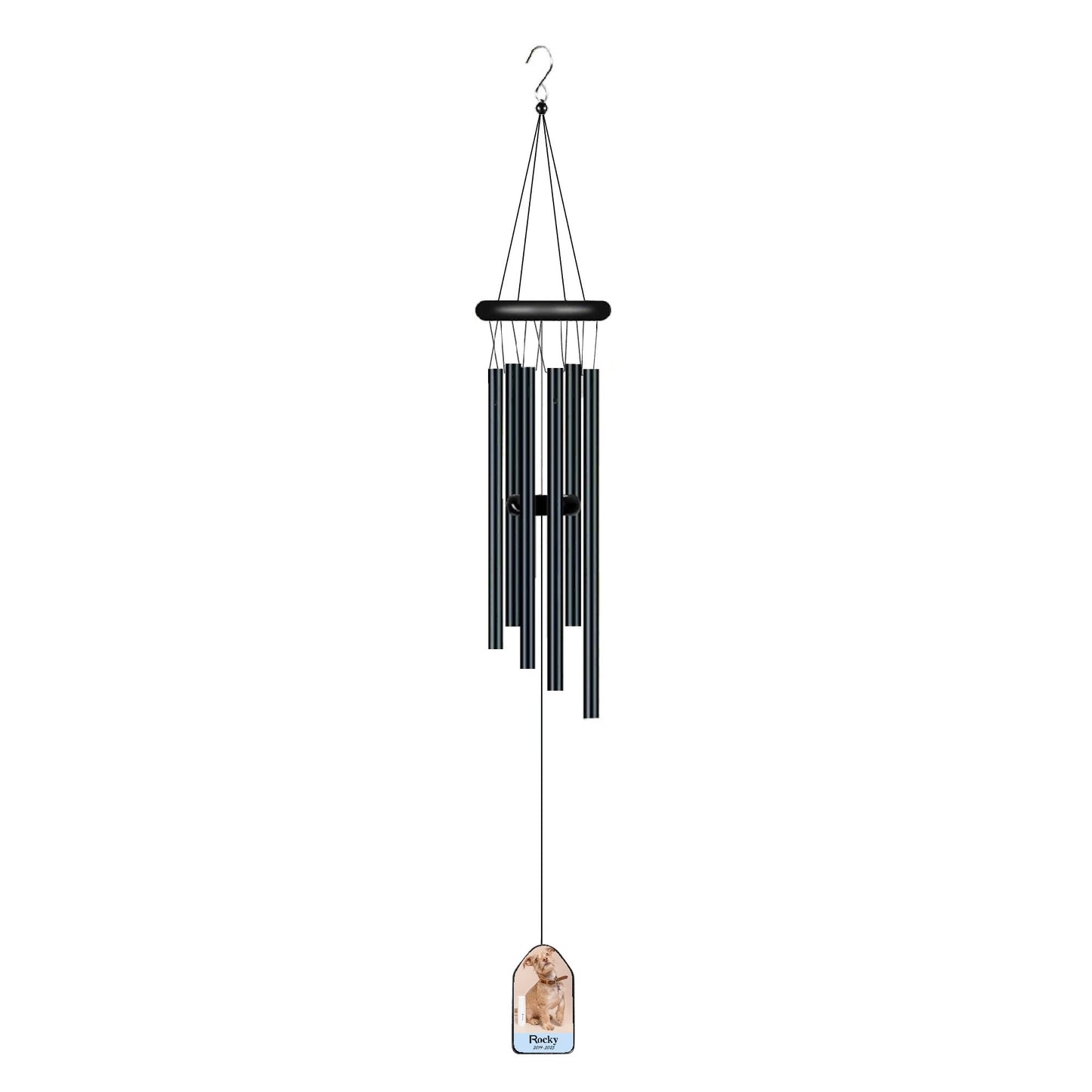 Personalized Black Memorial Wind Chimes for Pet Loss