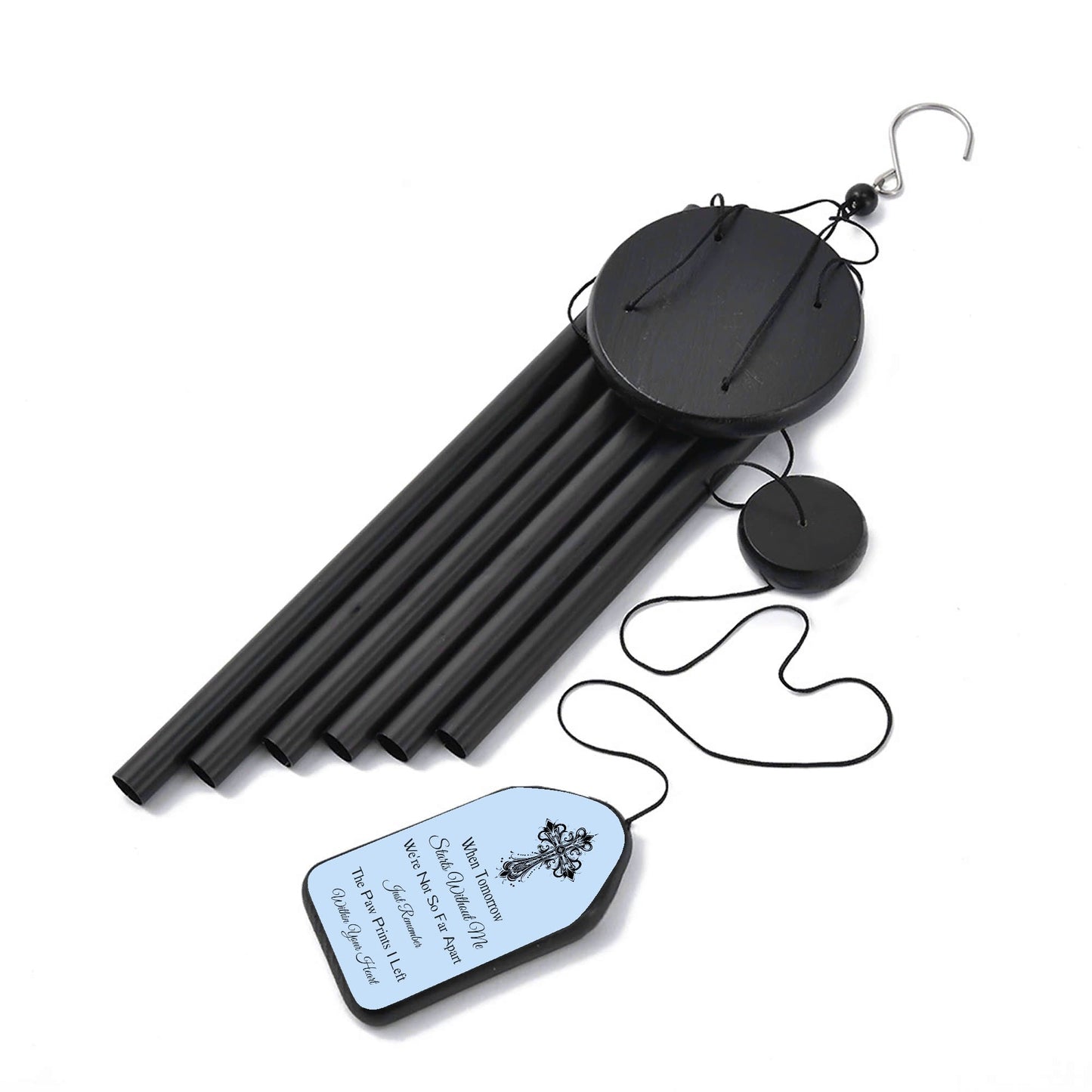 Personalized Black Memorial Wind Chimes for Pet Loss