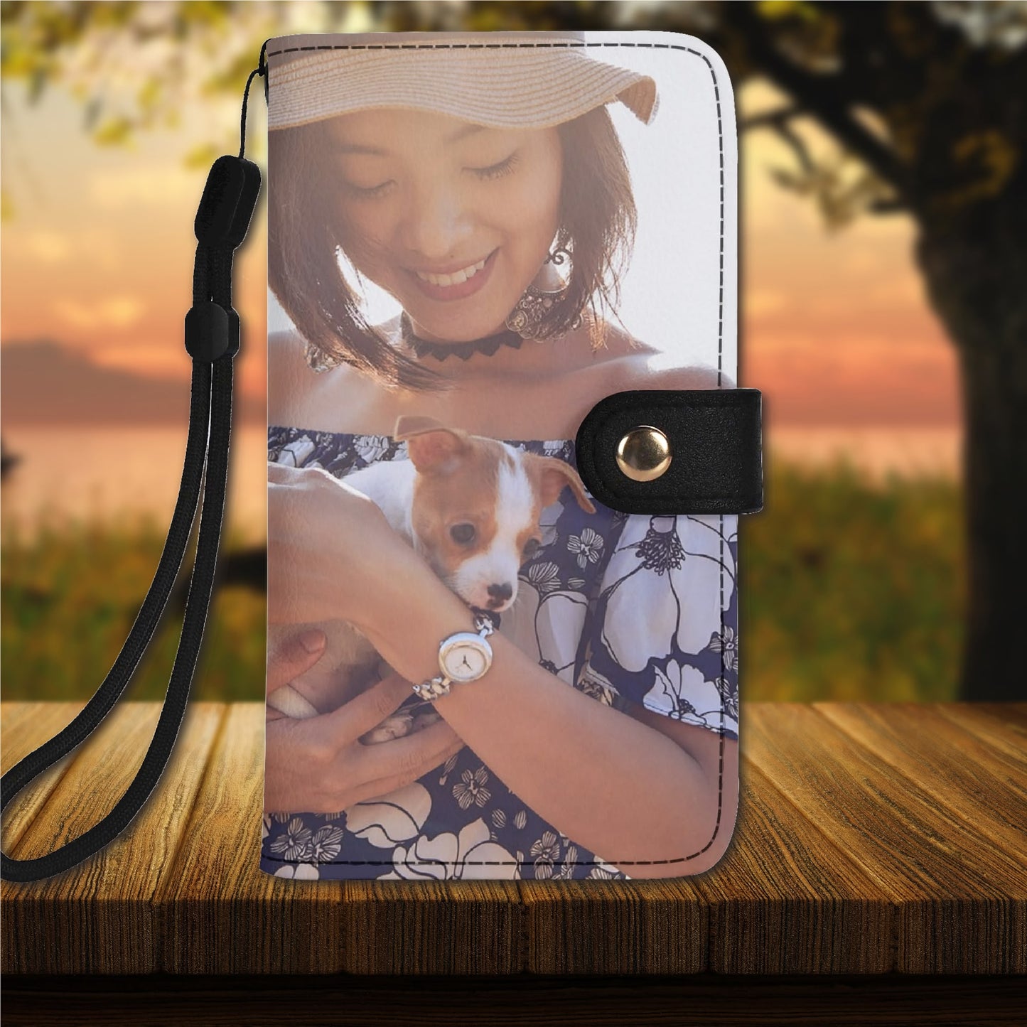 Full Custom Photo Black Phone Flip Case Cover