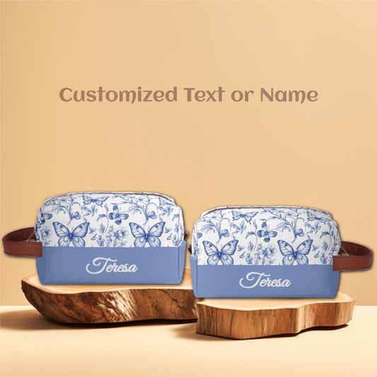 Customized Name Blue Butterfly Makeup Organizer - furevermama