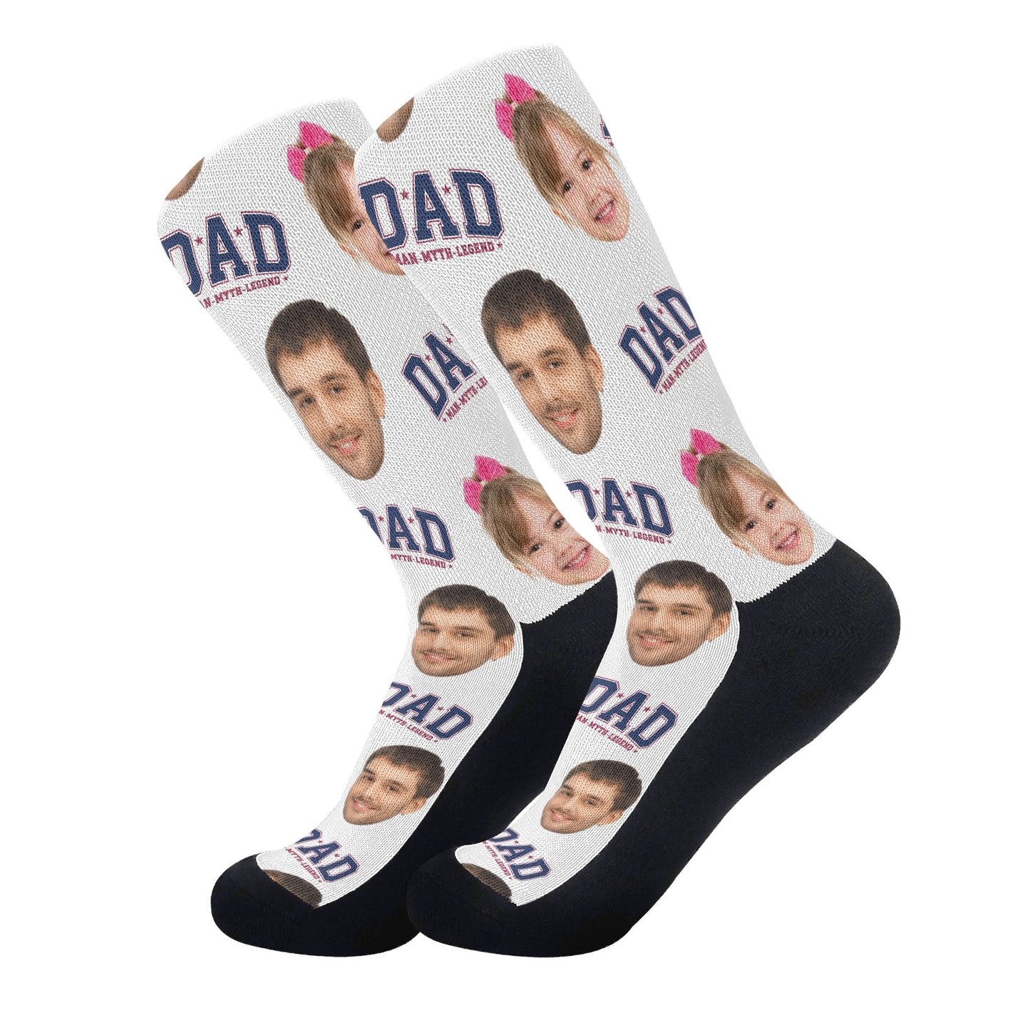 Dad The Legend Personalised Photos Crew Socks