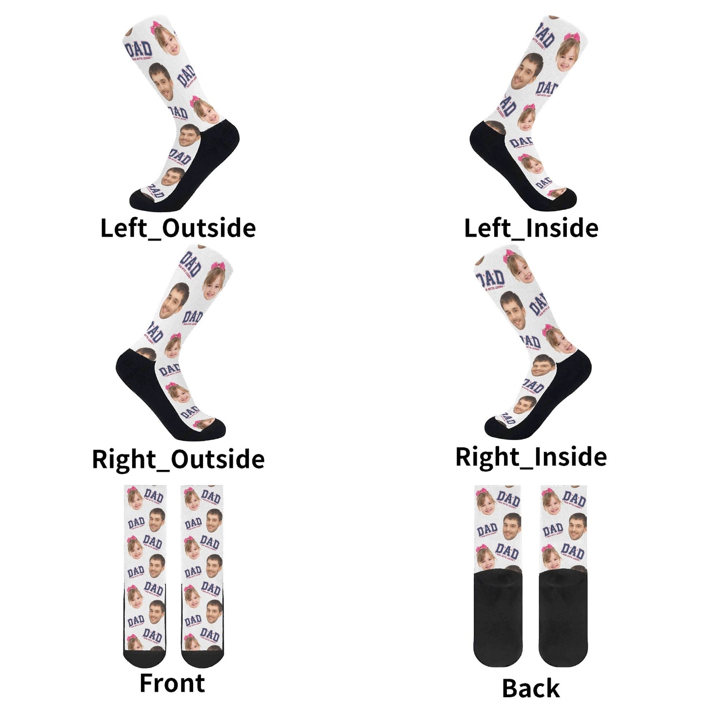 Dad The Legend Personalised Photos Crew Socks