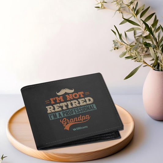 Professional Grandpa Wallet - Personalised Top-Grain Leather Wallet Paper Folded Wallet - furevermama