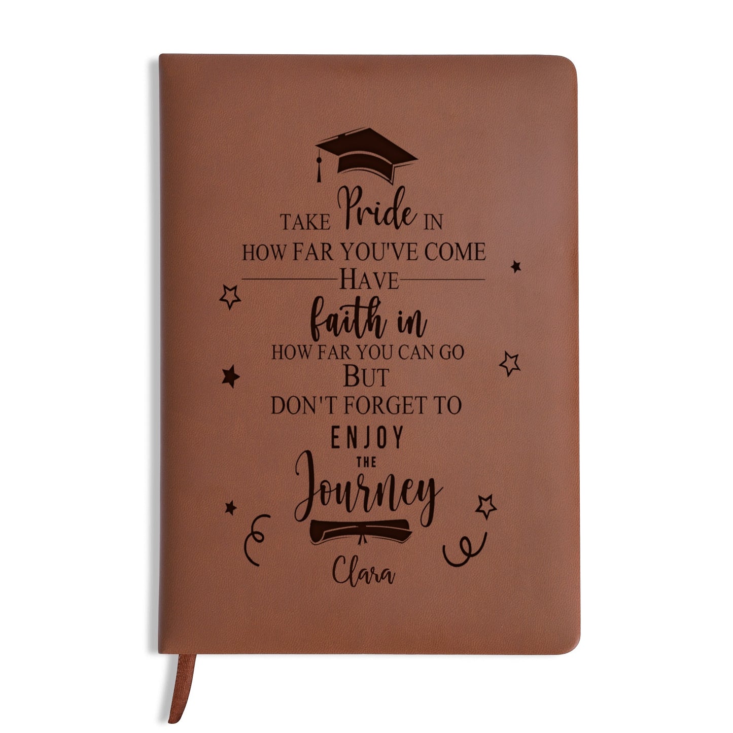 Engraved Brown Notebook Custom Journals Diary Gift for Friends Family - Custom Graduation Gift