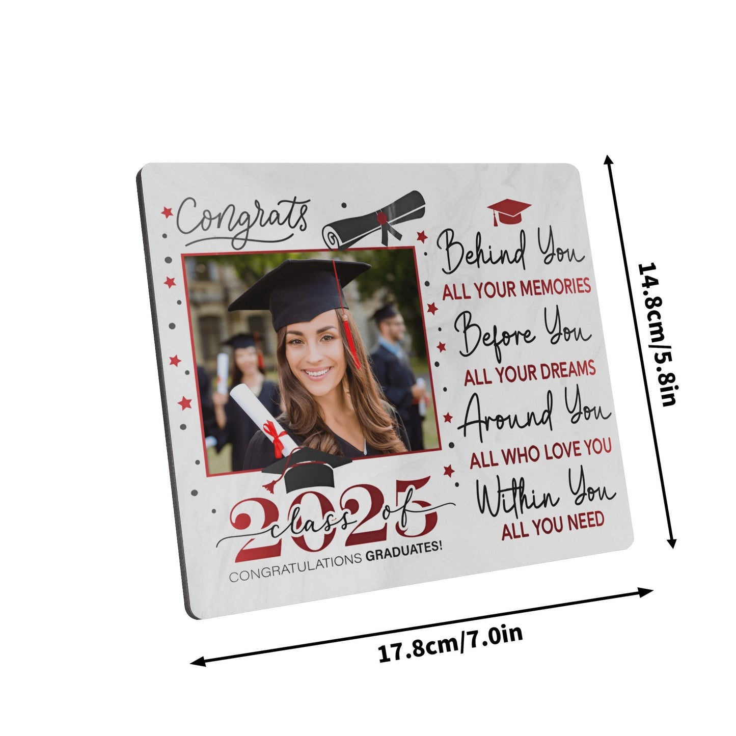Graduation Gift - Custom Horizontal Wood Photo Frame 7X6 Inch