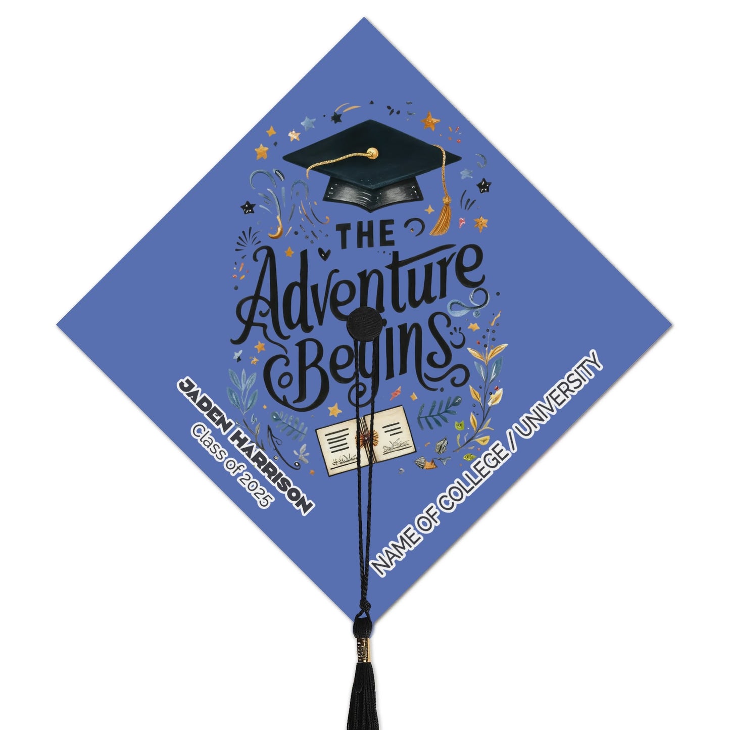 Adventure Begins Custom Graduation Cap Topper - Gift To 2025 Graduates
