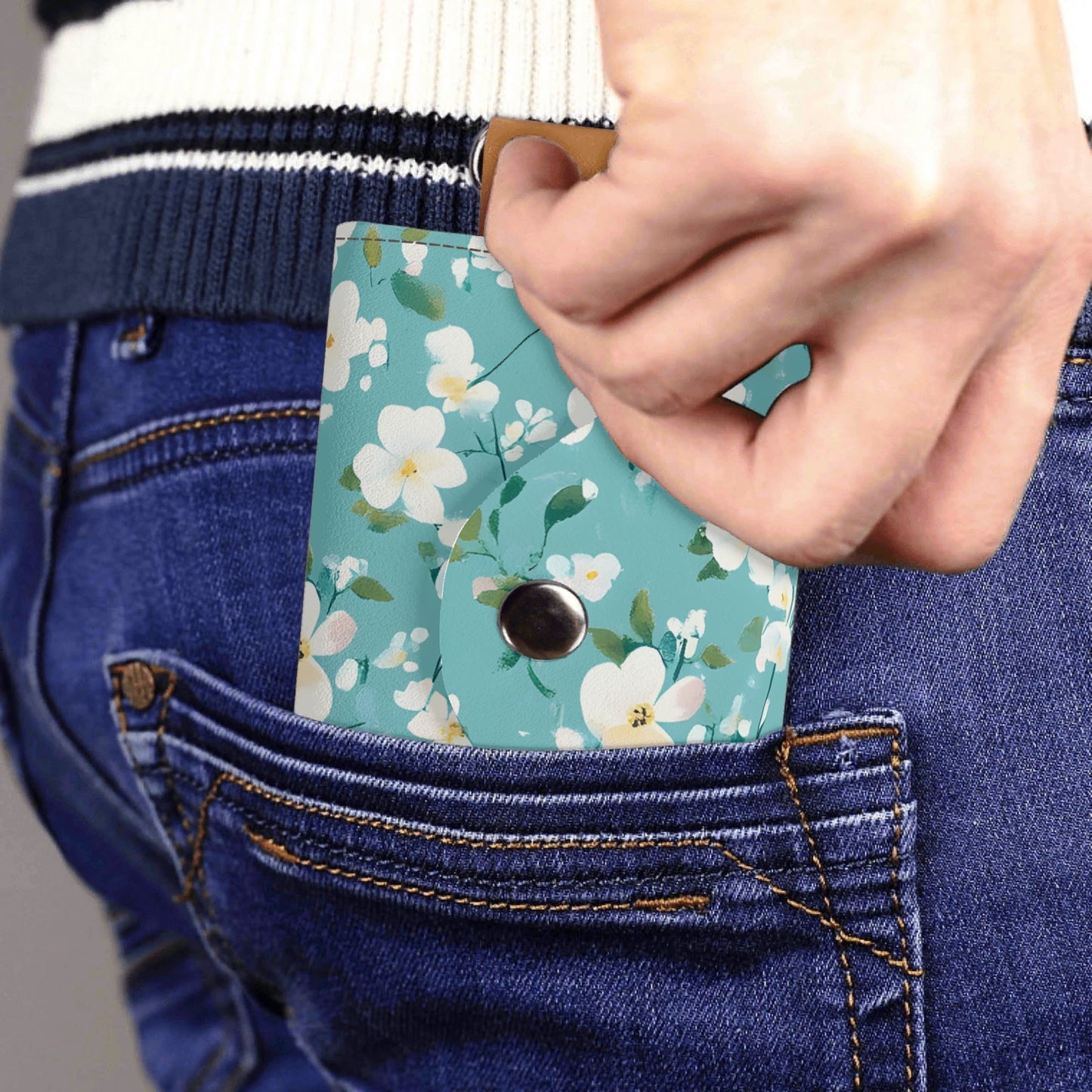 Spring Floral Custom Photo Key Chain Purse