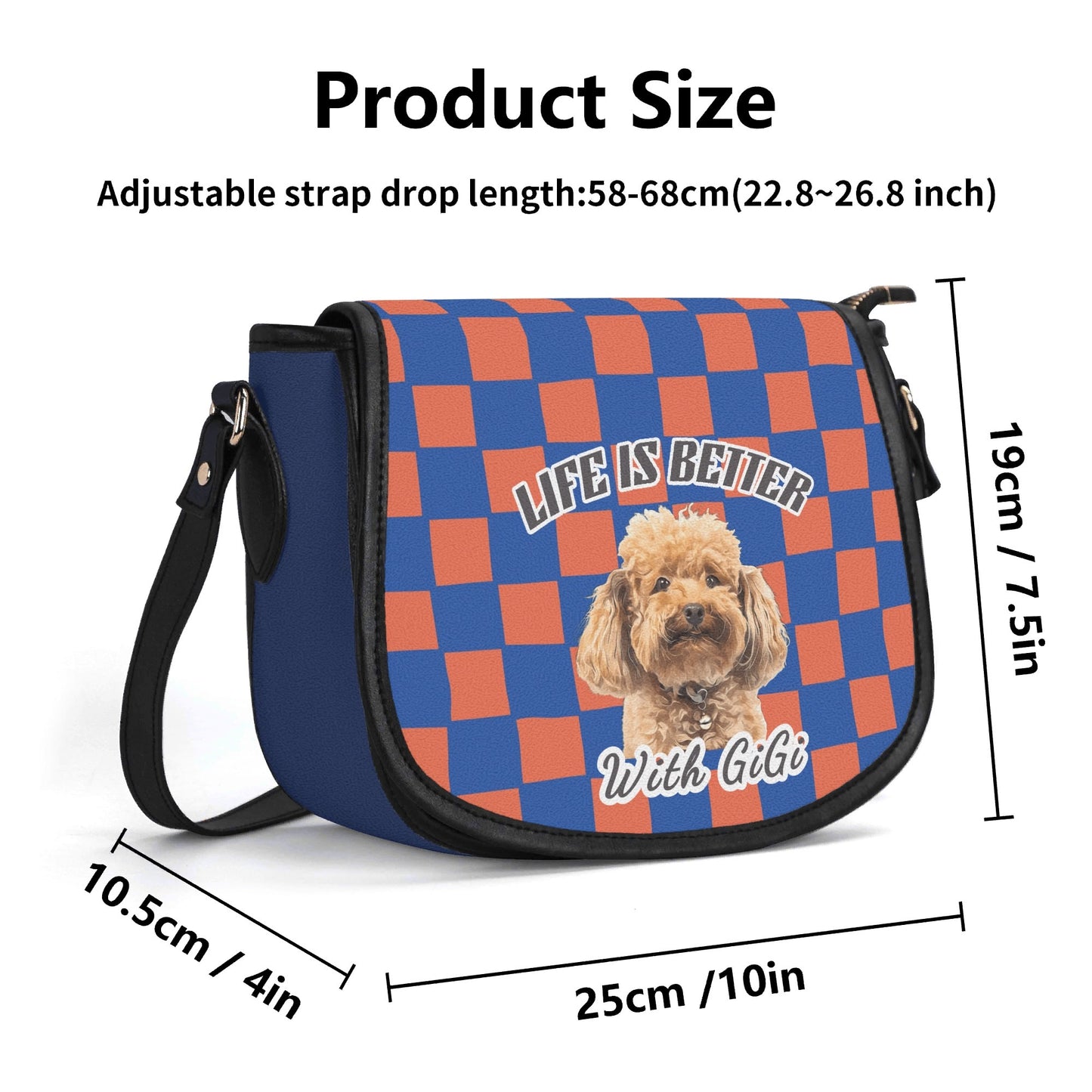 Custom Photo to Art Style - Custom Name New Version Top-grain Leather Saddle Bag