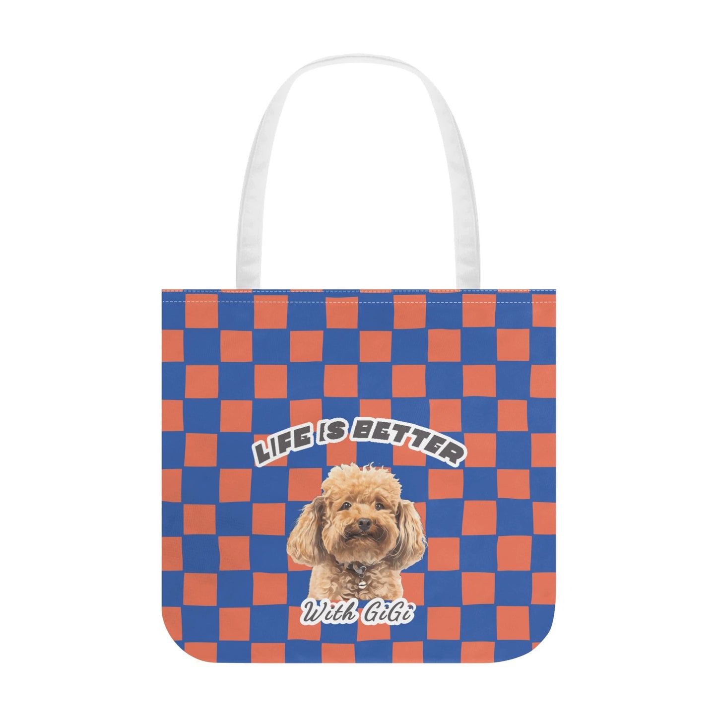 Custom Photo to Art Style - Custom Name All-Over Print Cloth Checkered Pattern Tote Bag - Pet or Kid Photos