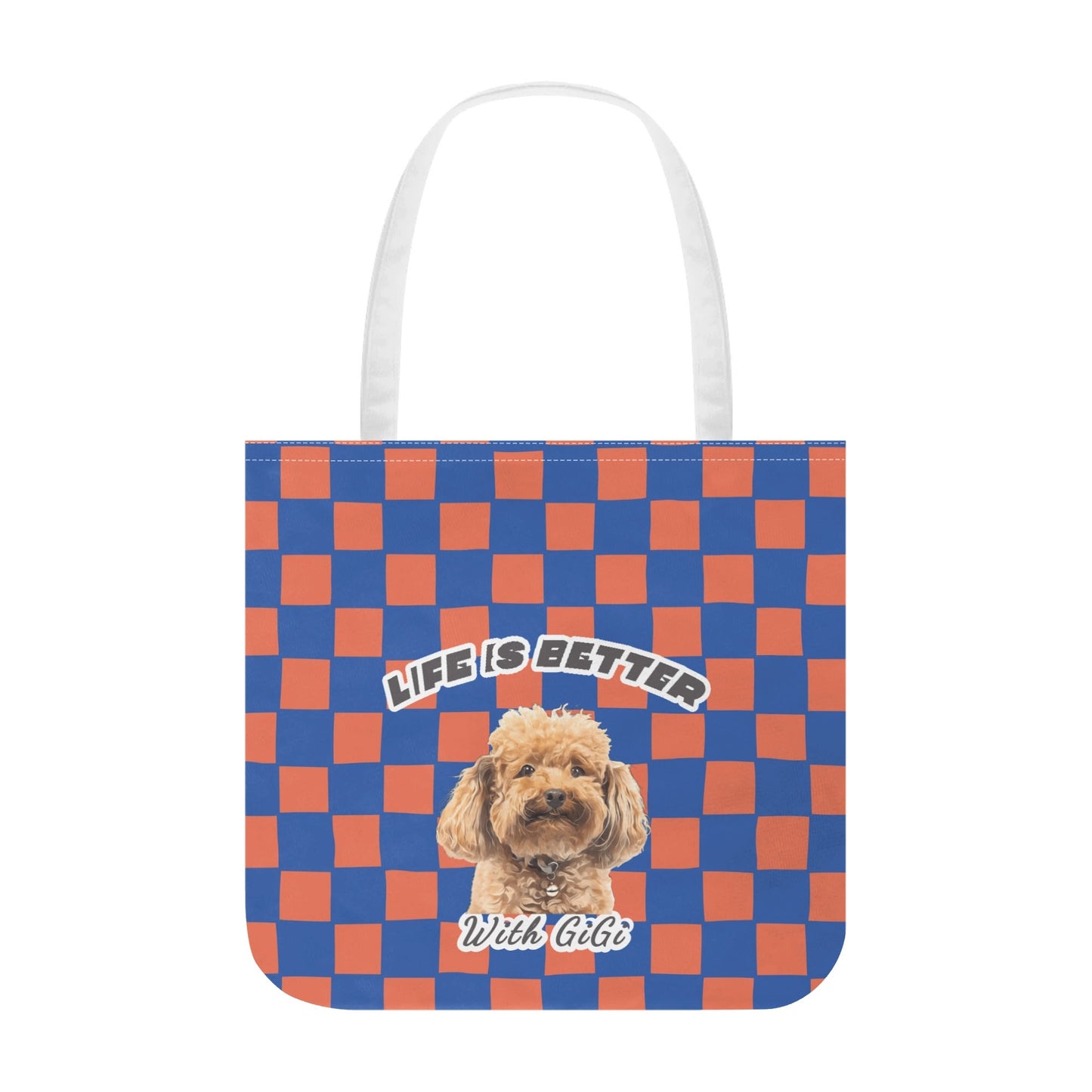 Custom Photo to Art Style - Custom Name All-Over Print Cloth Checkered Pattern Tote Bag - Pet or Kid Photos
