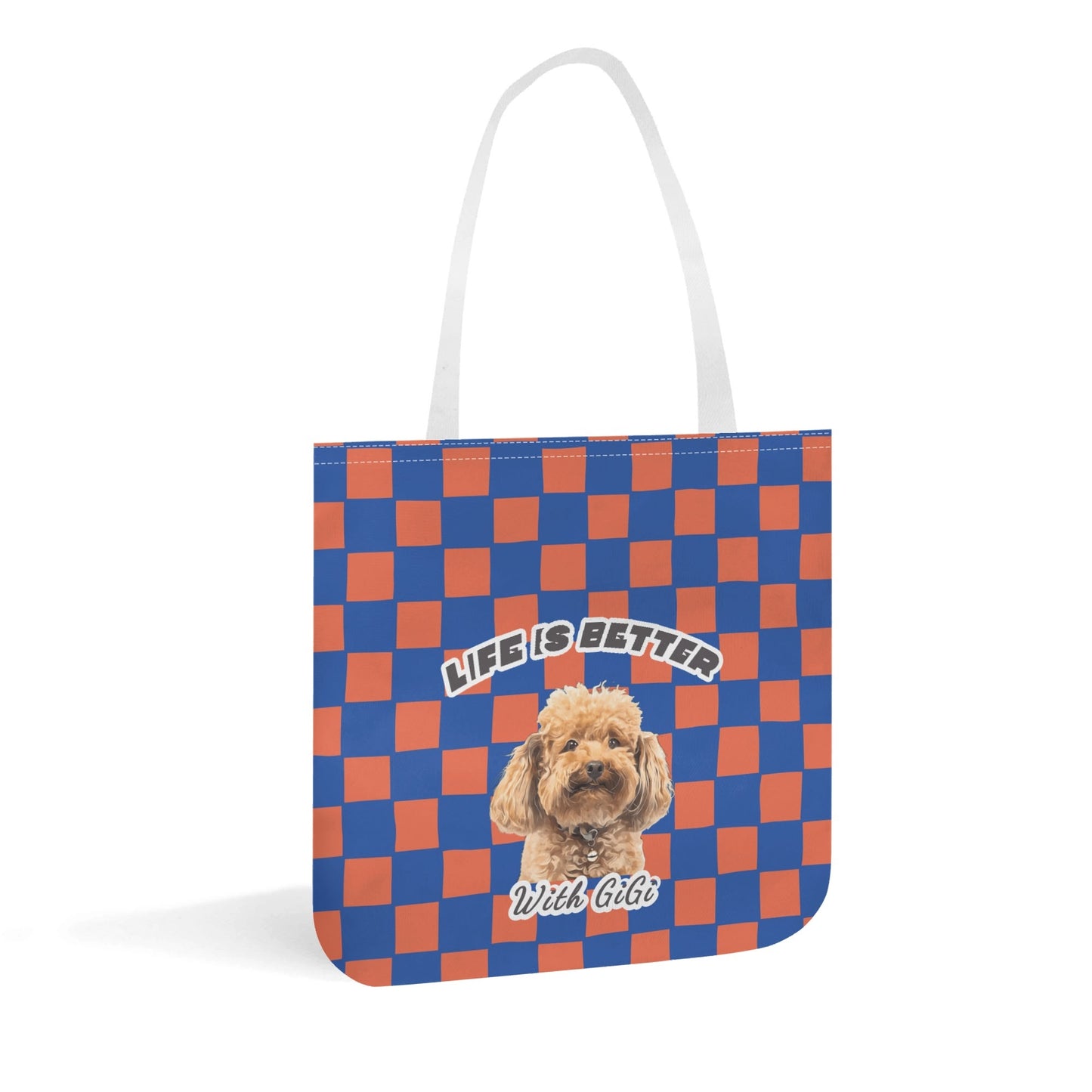 Custom Photo to Art Style - Custom Name All-Over Print Cloth Checkered Pattern Tote Bag - Pet or Kid Photos