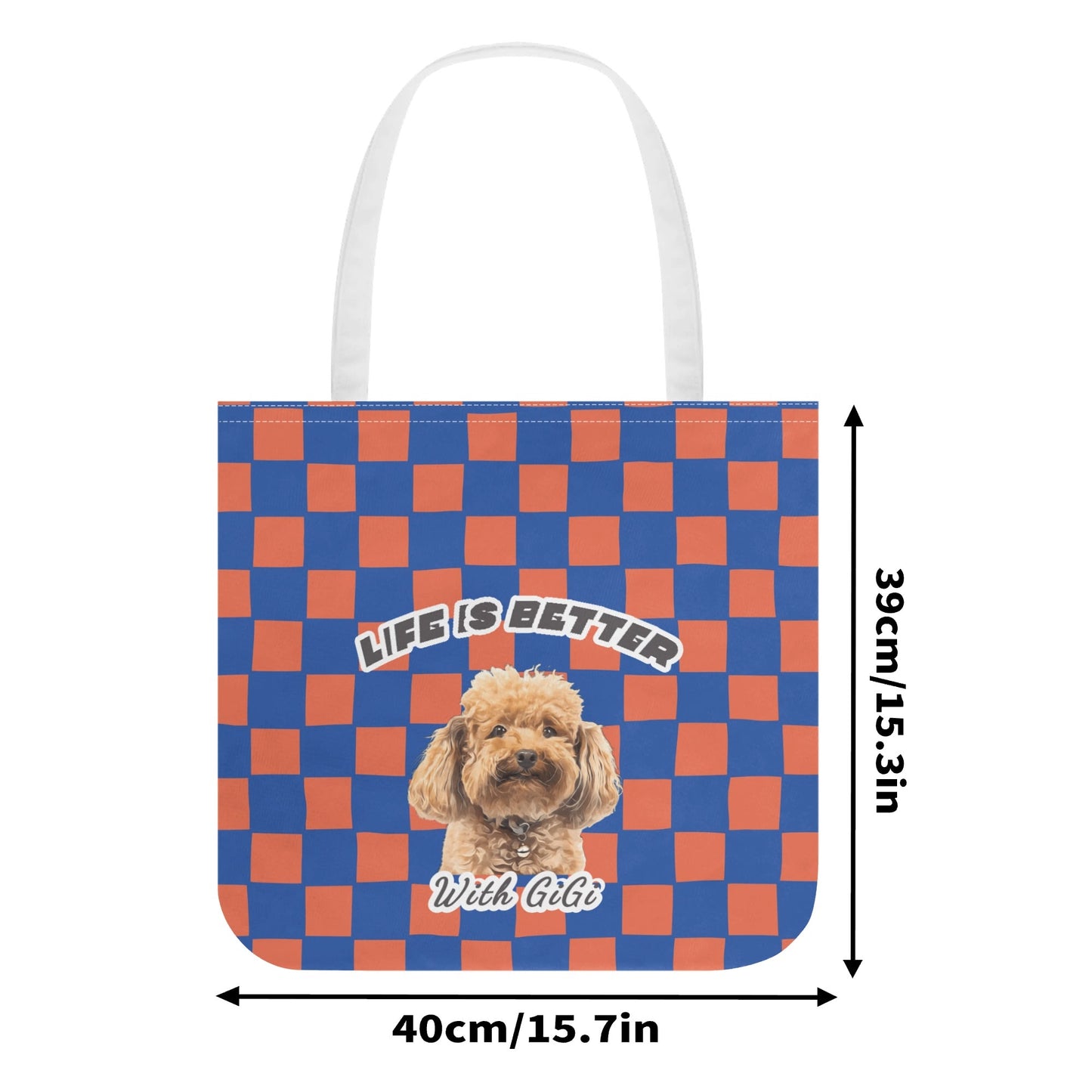 Custom Photo to Art Style - Custom Name All-Over Print Cloth Checkered Pattern Tote Bag - Pet or Kid Photos