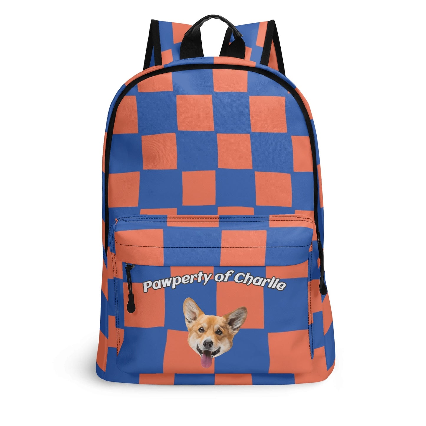 Custom Pet Art Style Checked School Backpack