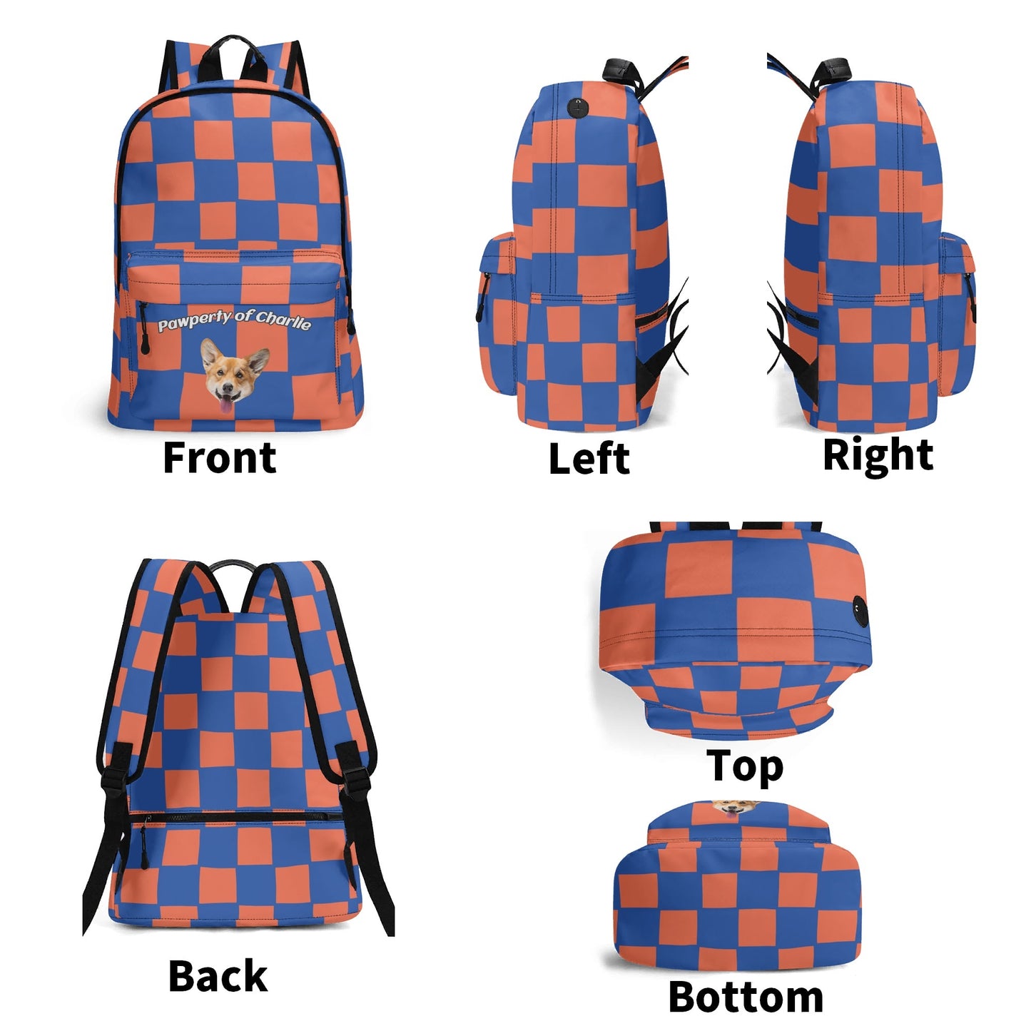 Custom Pet Art Style Checked School Backpack