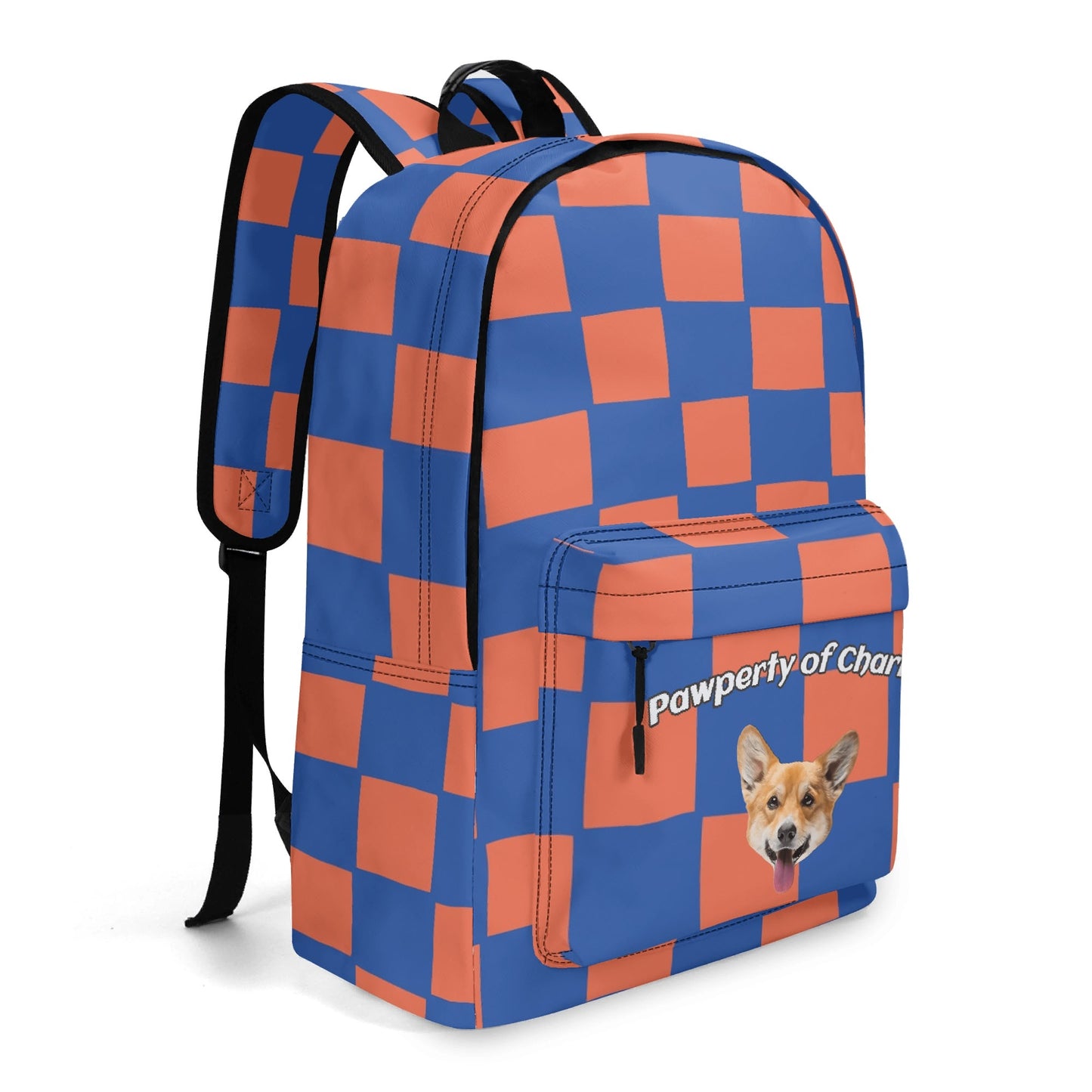 Custom Pet Art Style Checked School Backpack