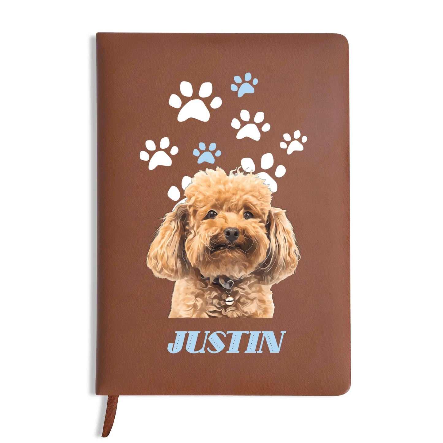 Photo To Digital Art Style - Custom Dog 2 Sides Print PU Black and Brown Notebook
