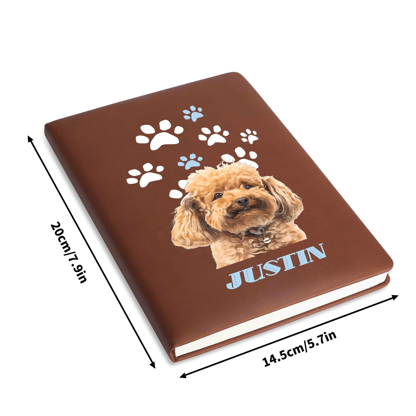 Photo To Digital Art Style - Custom Dog 2 Sides Print PU Black and Brown Notebook