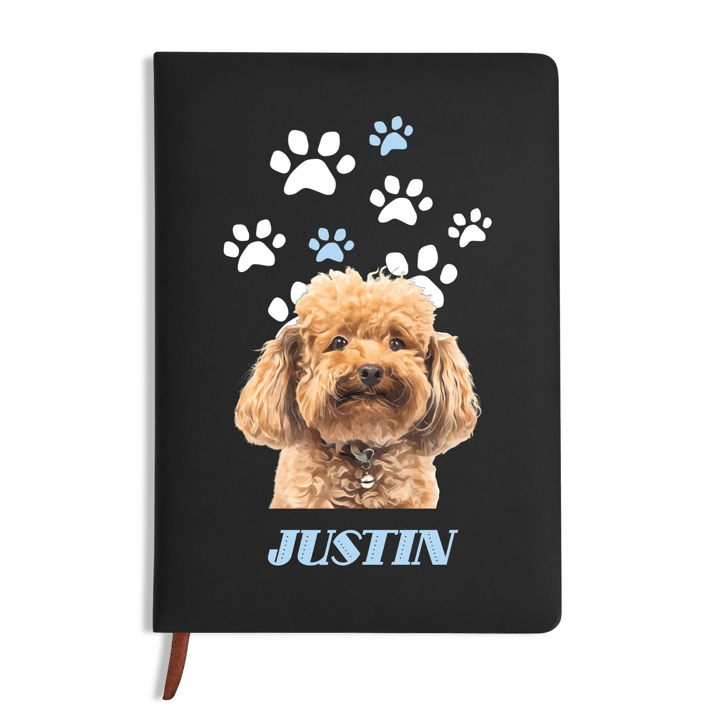 Photo To Digital Art Style - Custom Dog 2 Sides Print PU Black and Brown Notebook