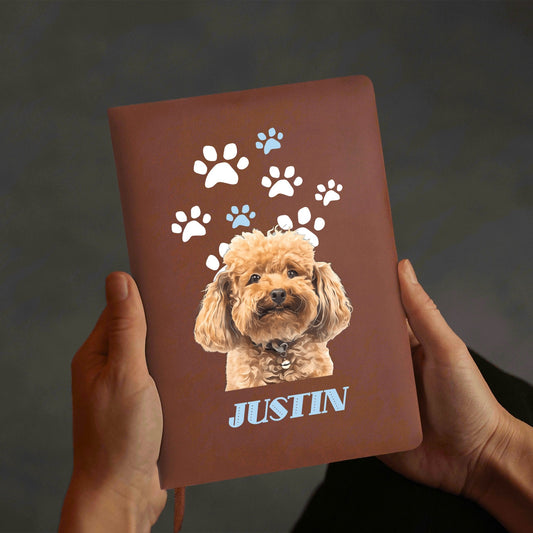 Photo To Digital Art Style - Custom Dog 2 Sides Print PU Black and Brown Notebook - furevermama