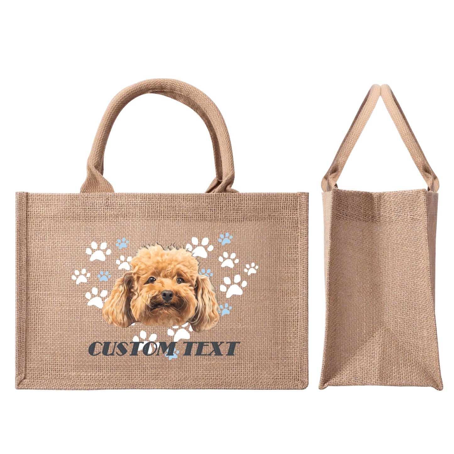 Custom Text And Photo To Art - Reusable Jute Burlap Tote Bag