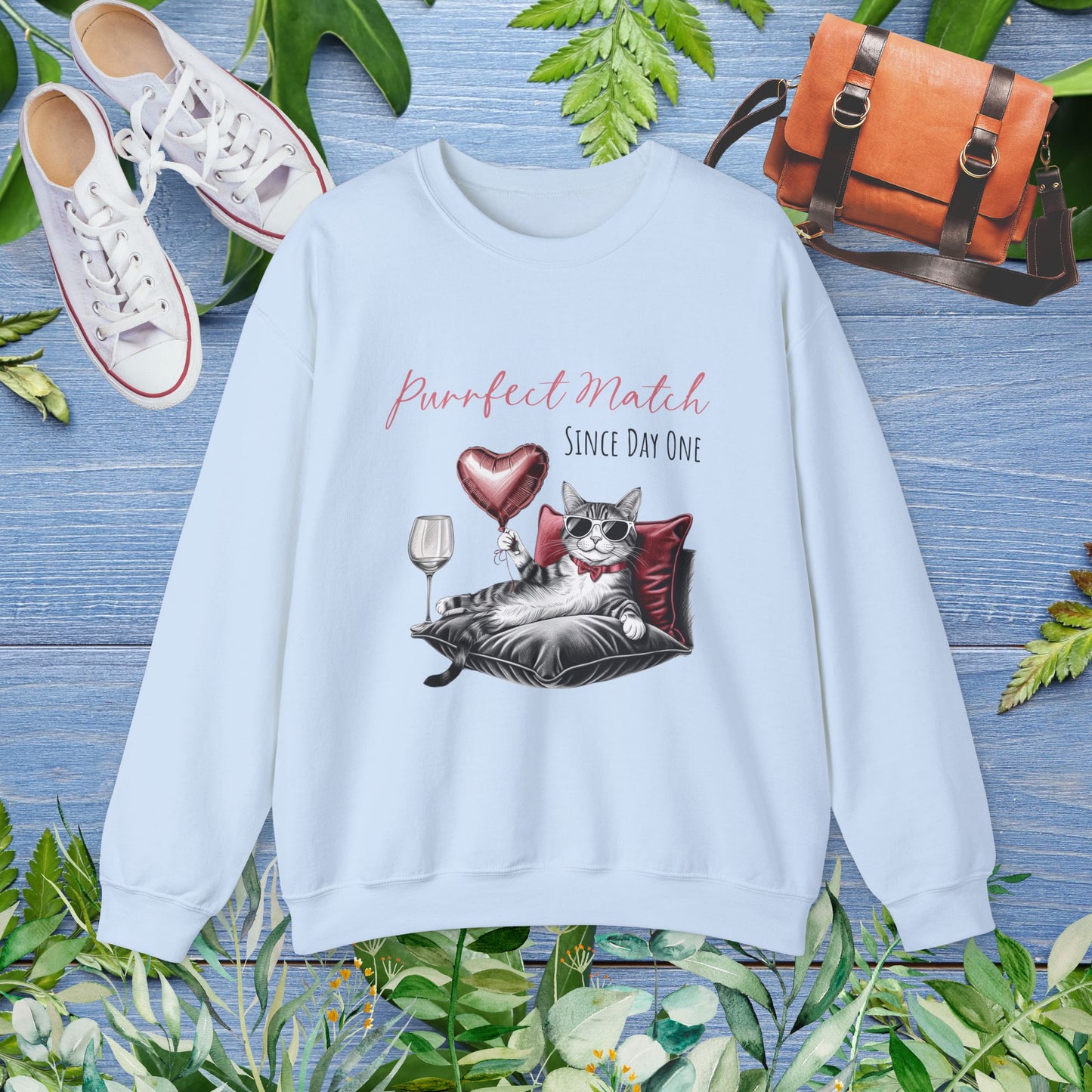 Cat Lover Crewneck Sweatshirt - Purrfect Match Since Day One - furevermama