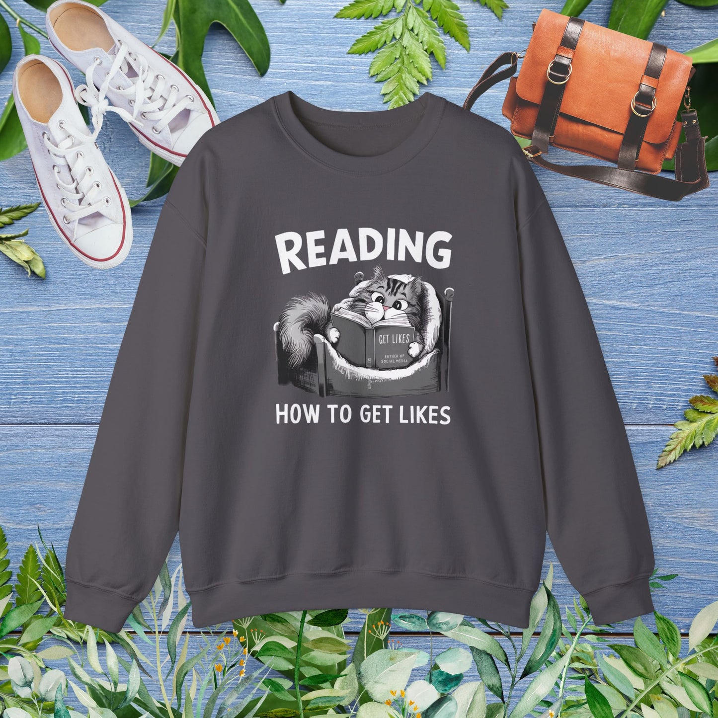 Cat Reading Book 'How to Get Like' Sweatshirt - furevermama