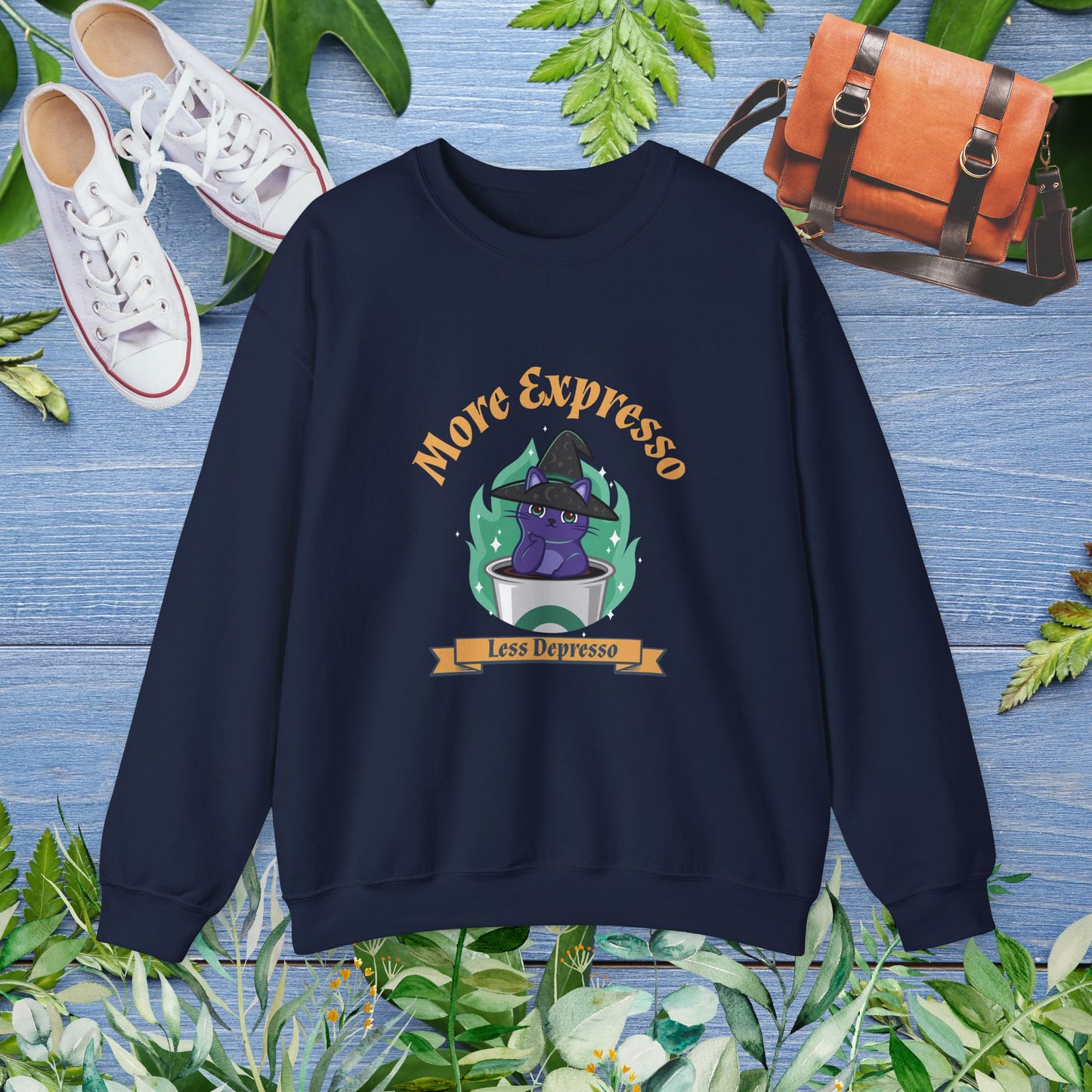 More Expresso Cat Crewneck Sweatshirt - furevermama