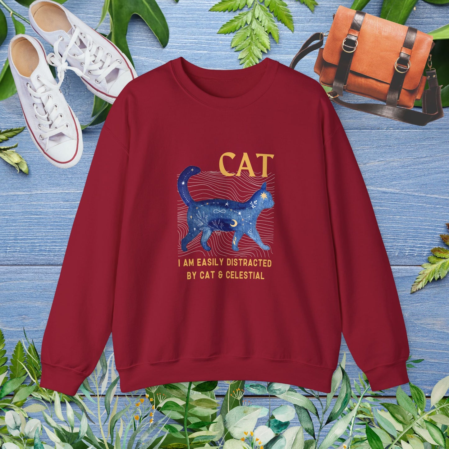 Cat and Celestial Crewneck Sweatshirt - furevermama