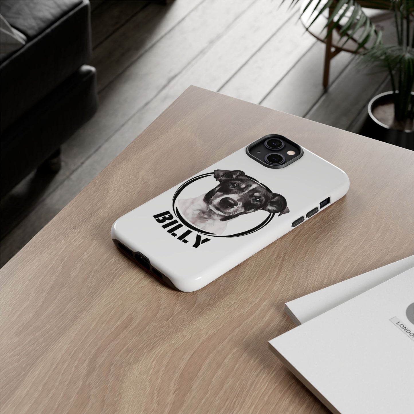 Custom Pet Portrait Phone Case, Black and White - furevermama