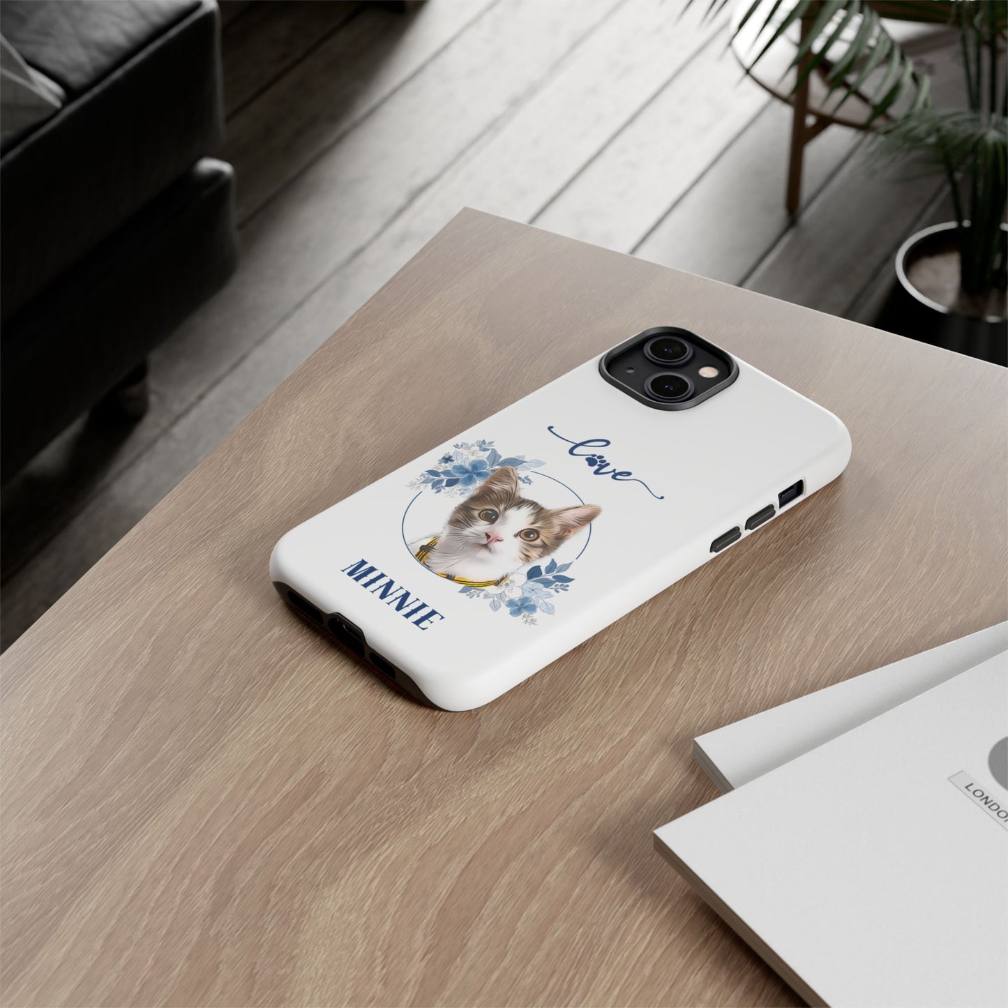 Custom Pet Portrait In Flower Circle Phone Case - furevermama