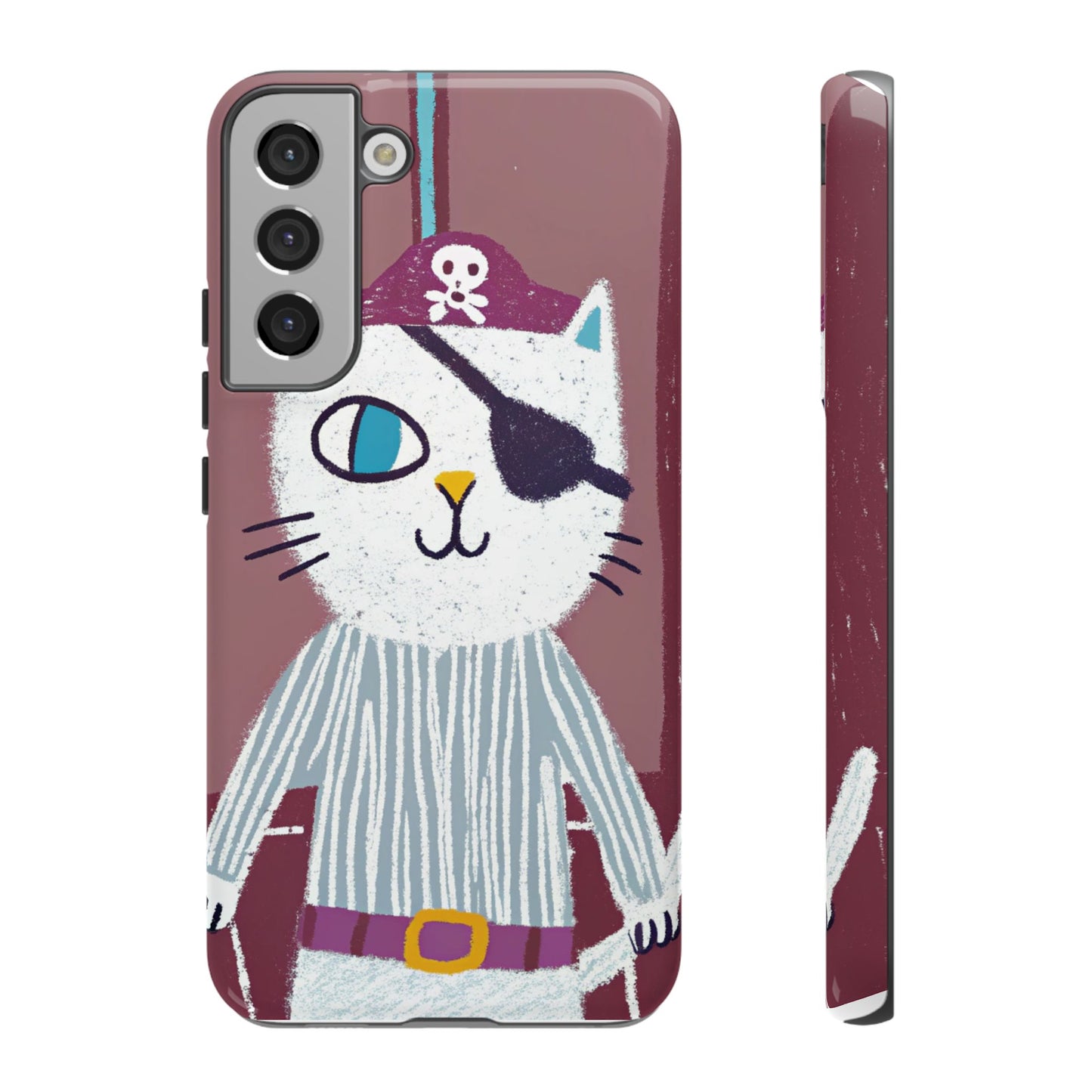 Phone Cases - Hand-Drawn Pirate Cat Design for Cat Lovers