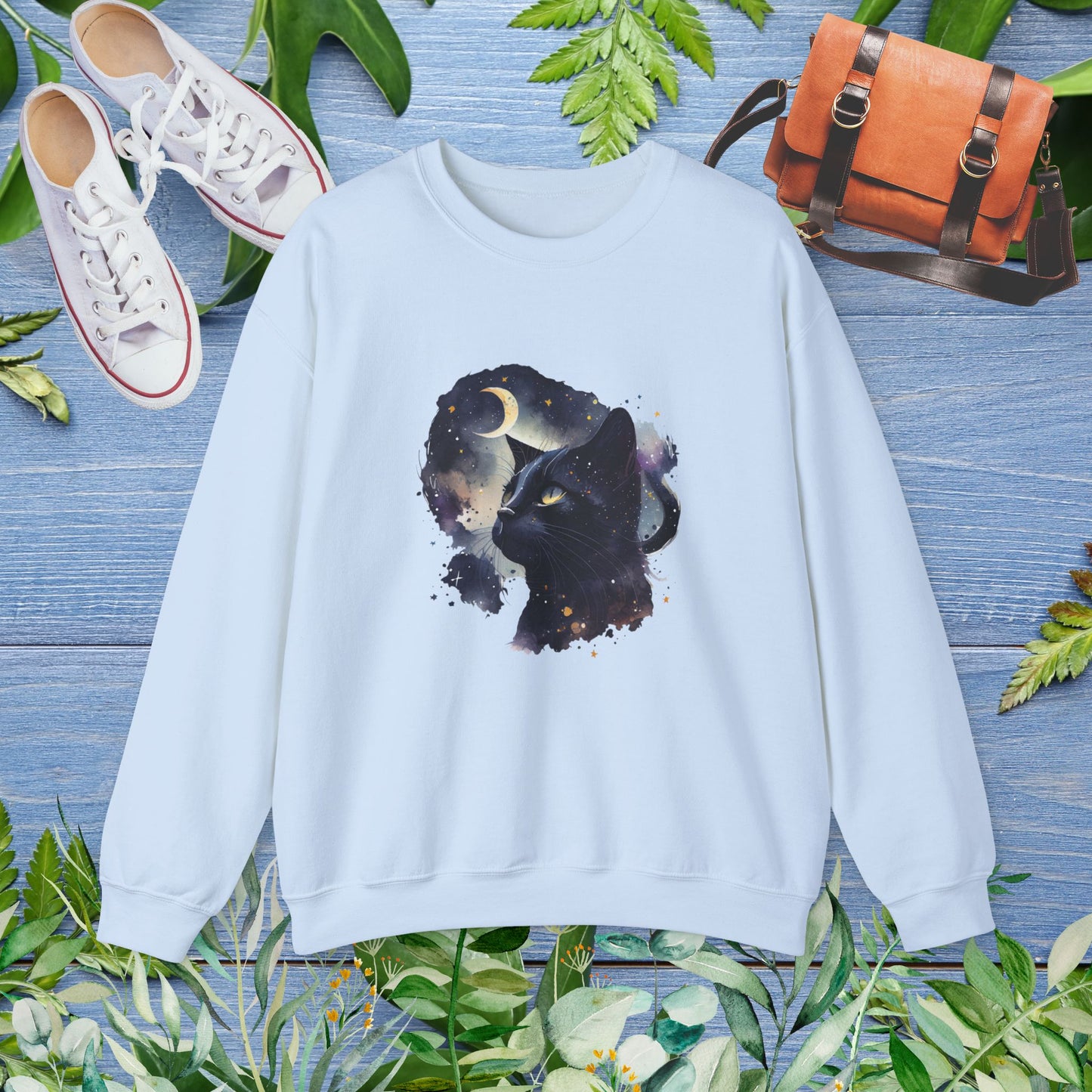 Moon Night Cat Crewneck Sweatshirt - furevermama